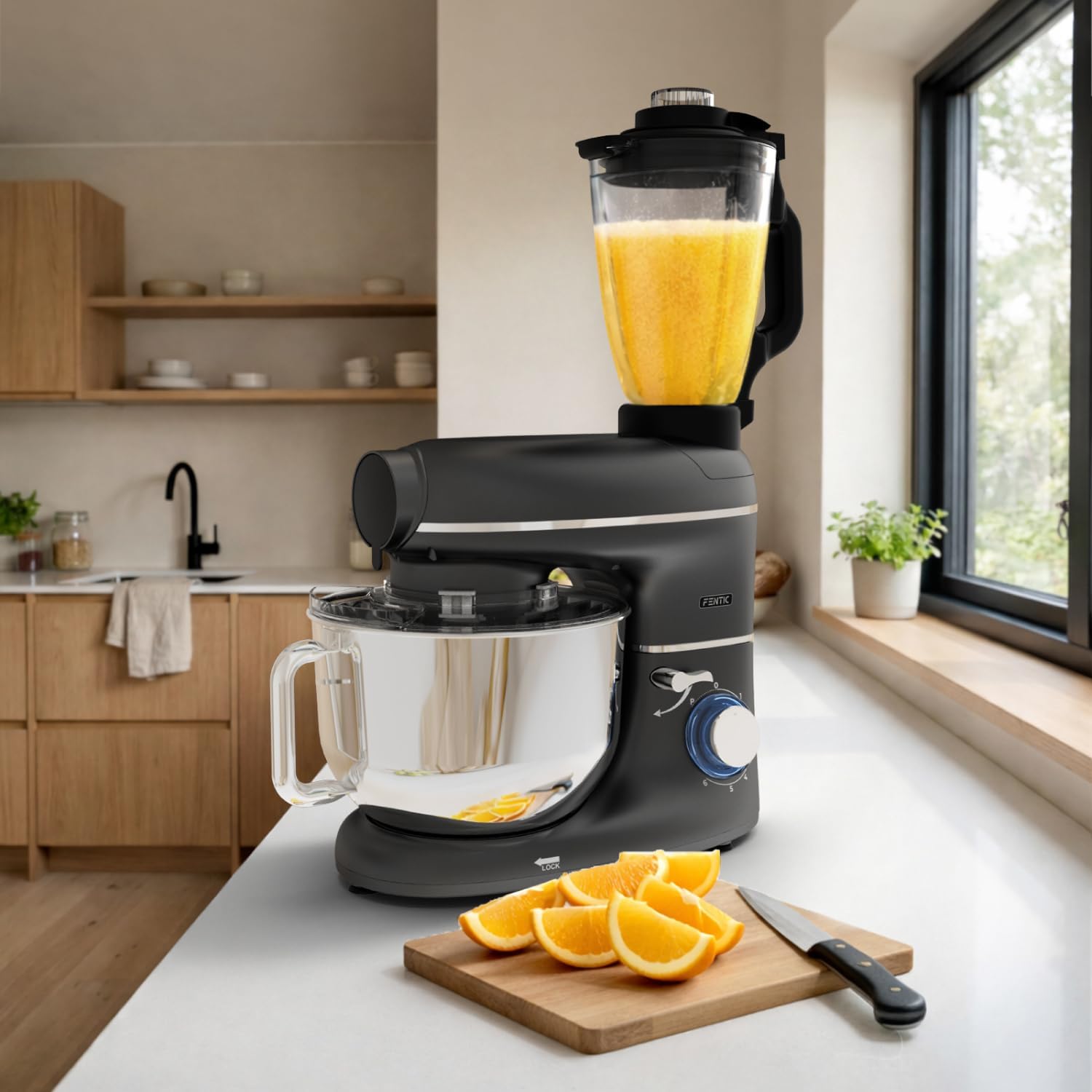Robot pâtissier 2000 W bol 6,2 L hachoir mixeur accessoires inclus