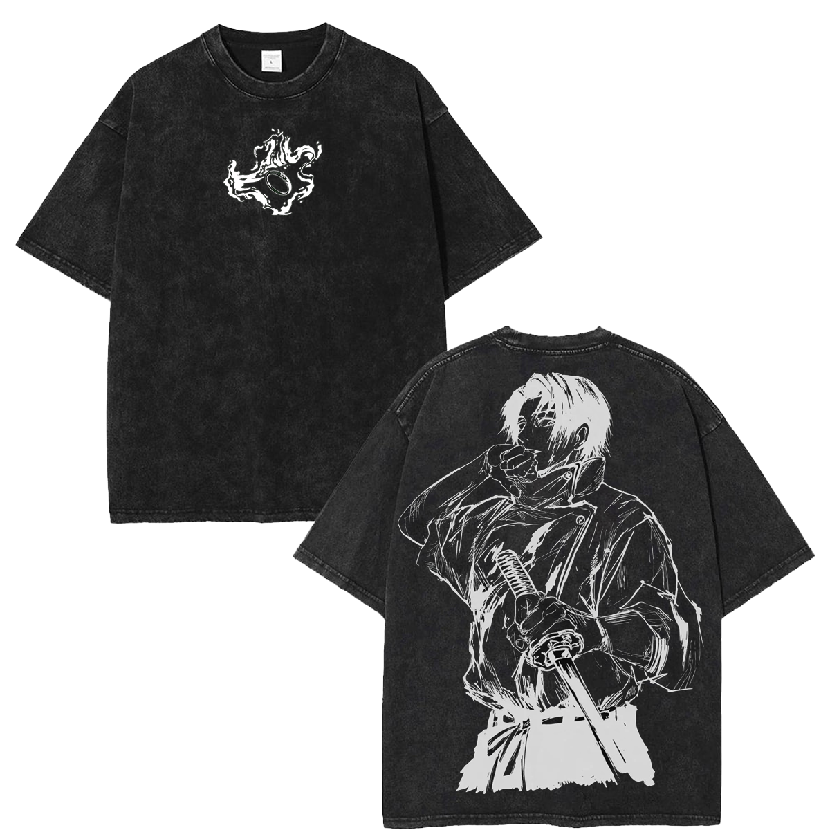 Vintage Oversized Graphic Tee Jujutsu Kaisen Yuta Okkotsu Anime Washed Retro Streetwear Shirt