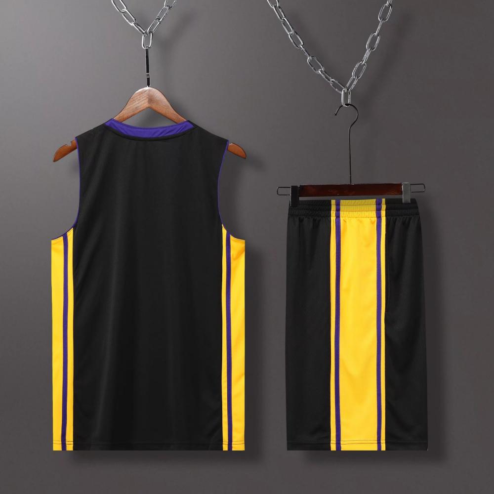 Lakers classic V-neck basketball jersey black suit（Customizable name and number）