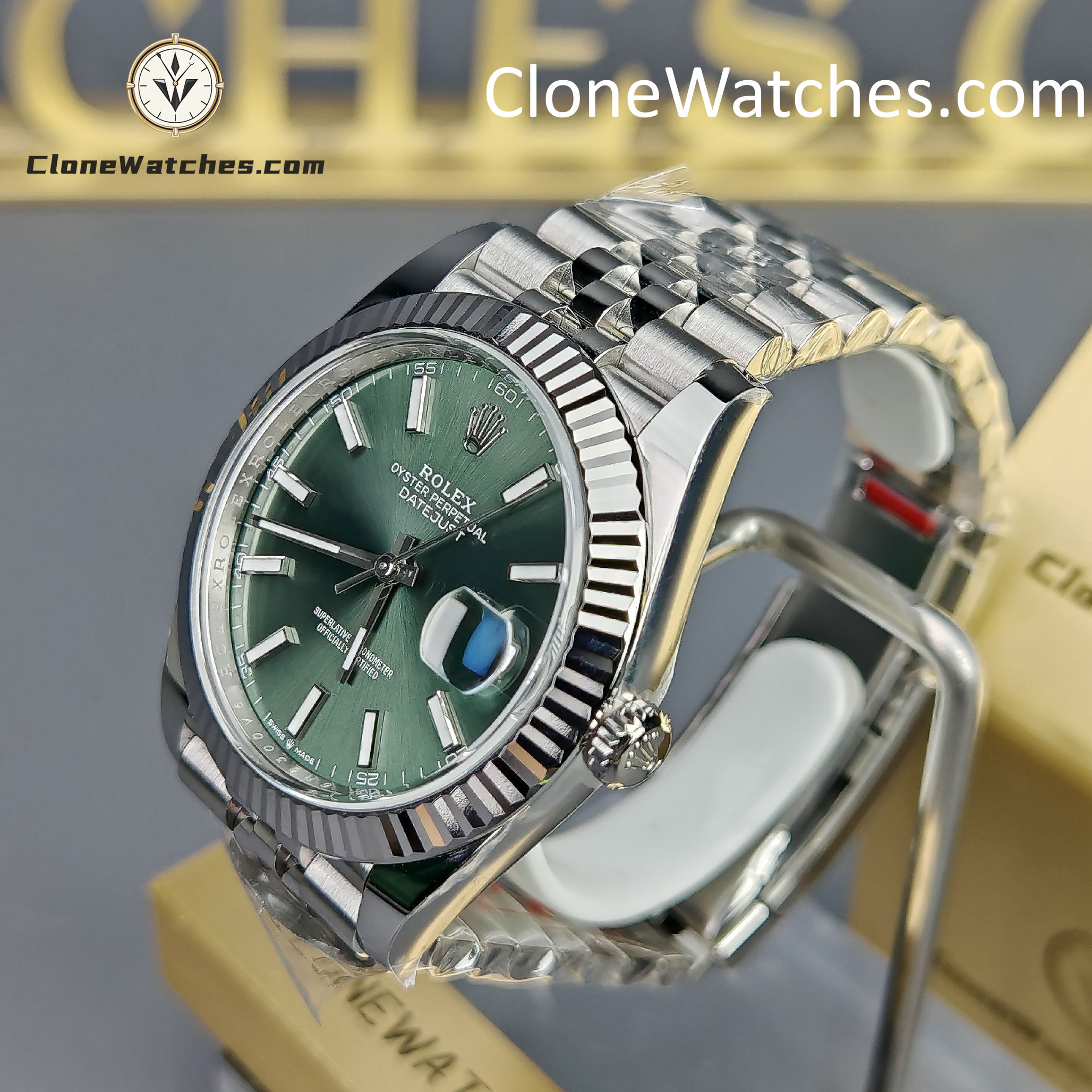 Rolex Super Clone Watches 1:1 DateJust Green Dial m126334-0028 Jubilee 41MM 3235 Movement