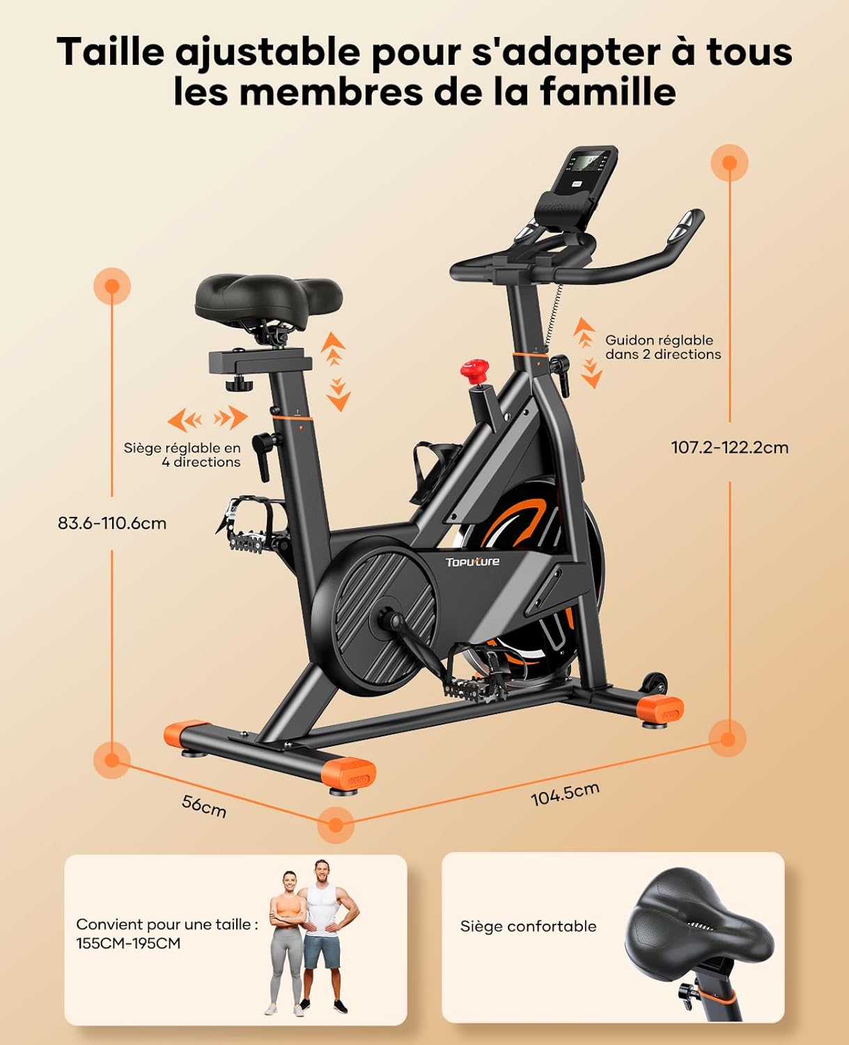 Vélo appartement magnétique connecté appli résistance réglable 160 kg