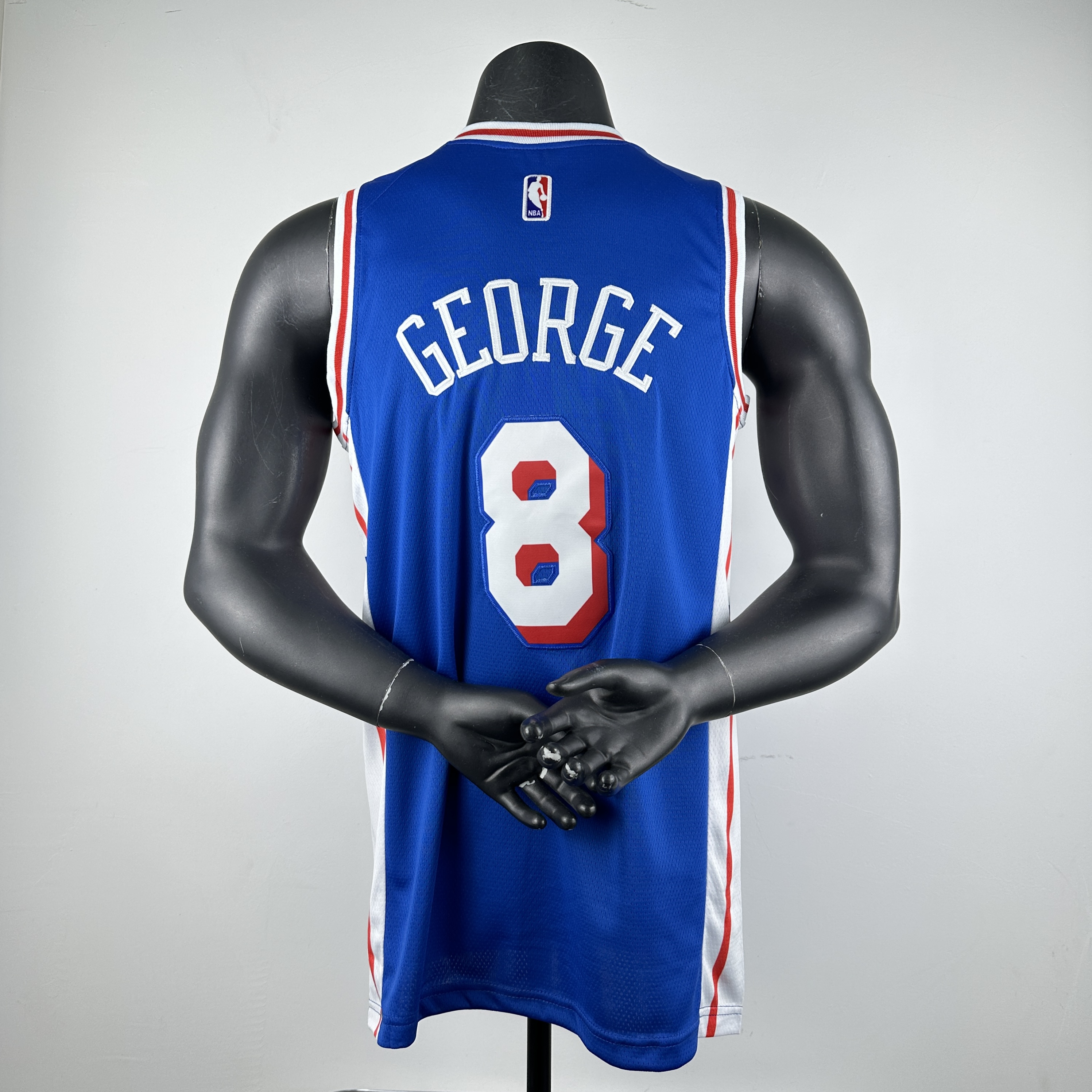 Embroidered 76ers V-neck blue No. 8 George