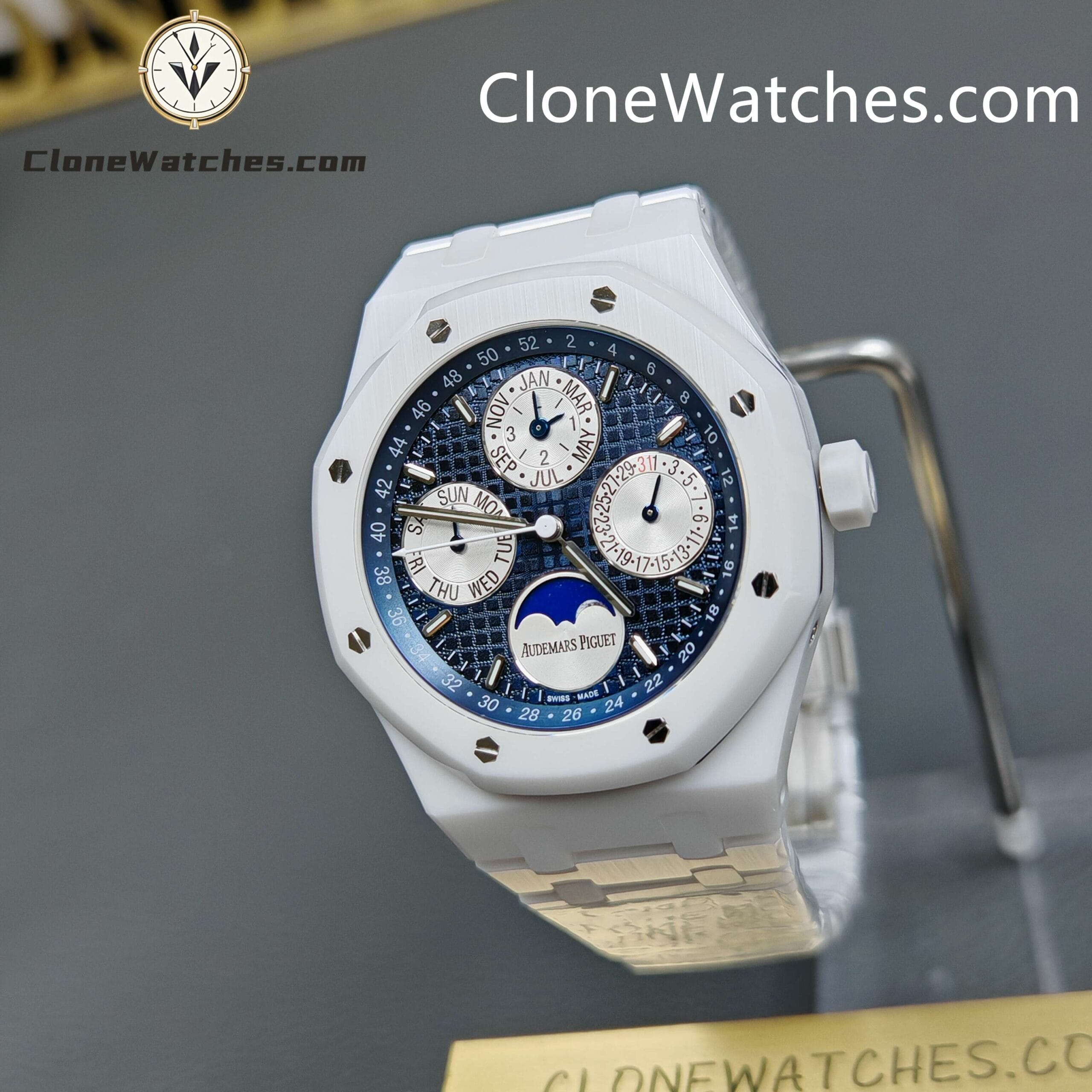 Audemars Piguet Super Clone Watches 1:1 White Ceramic 26579 True Moon Phase