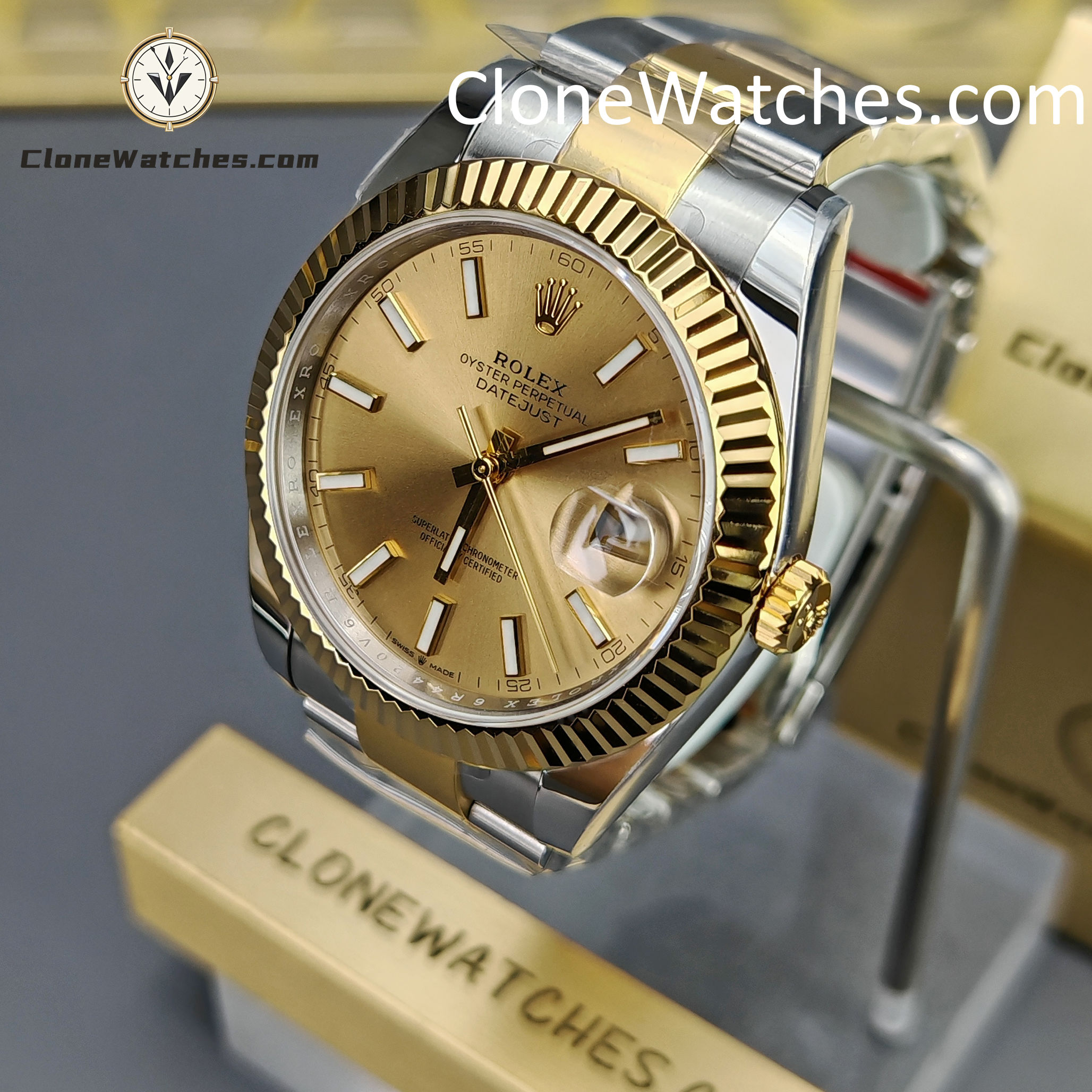 Rolex Super Clone Watches 1:1 DateJust Gold Dial m126333-0009 Oyster 41MM 3235 Movement