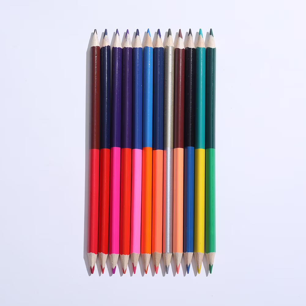 Under $1 Colored Pencils Two-color Pencil Two-color Colored Lead Pencil 12 Pieces Of 24 Colors Two-lead Colored Pencil Oily Colored Lead Pencil For
