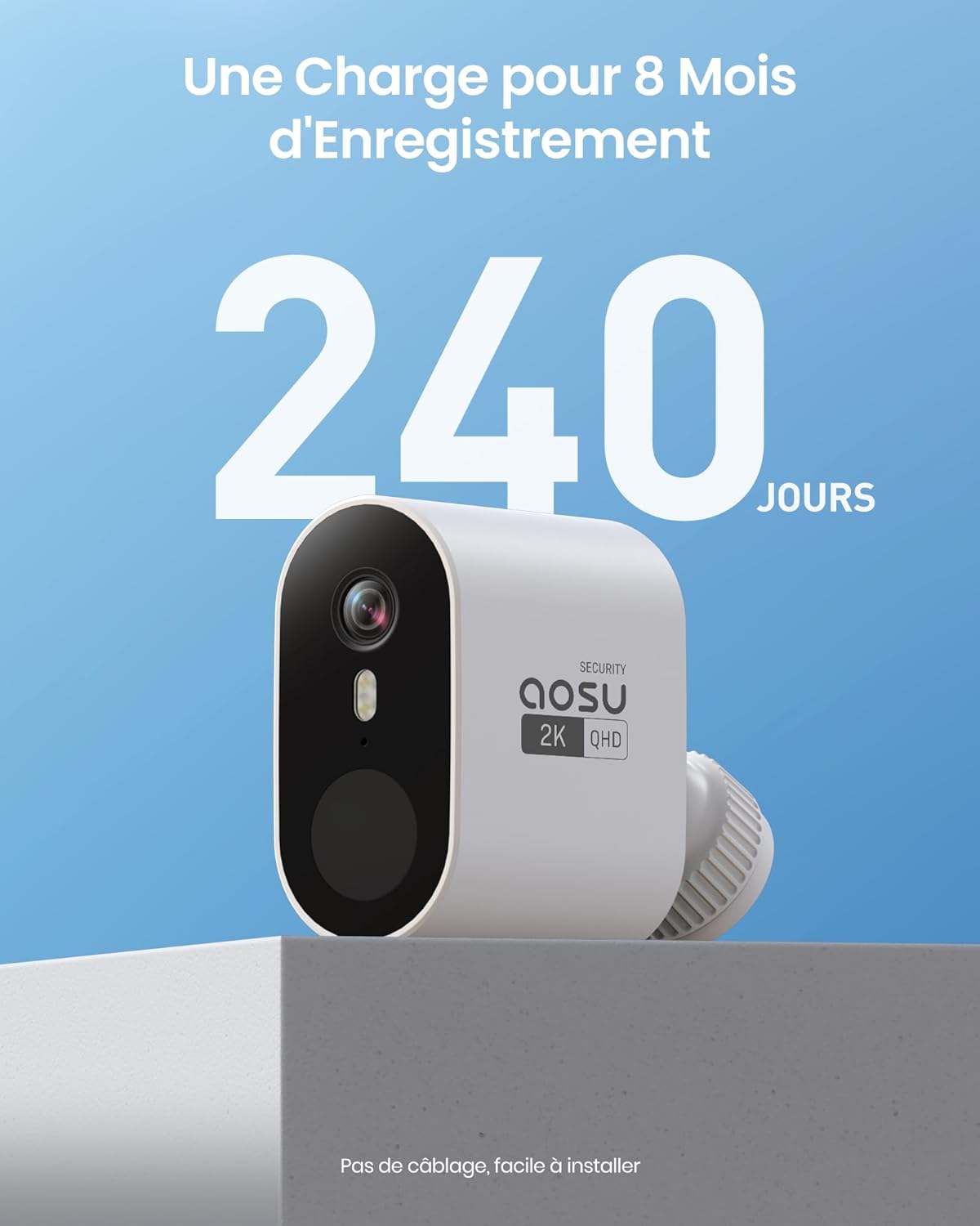 Caméras surveillance 2K kit 4 caméras sans fil autonomie 240 jours détection IA suivi inter caméras
