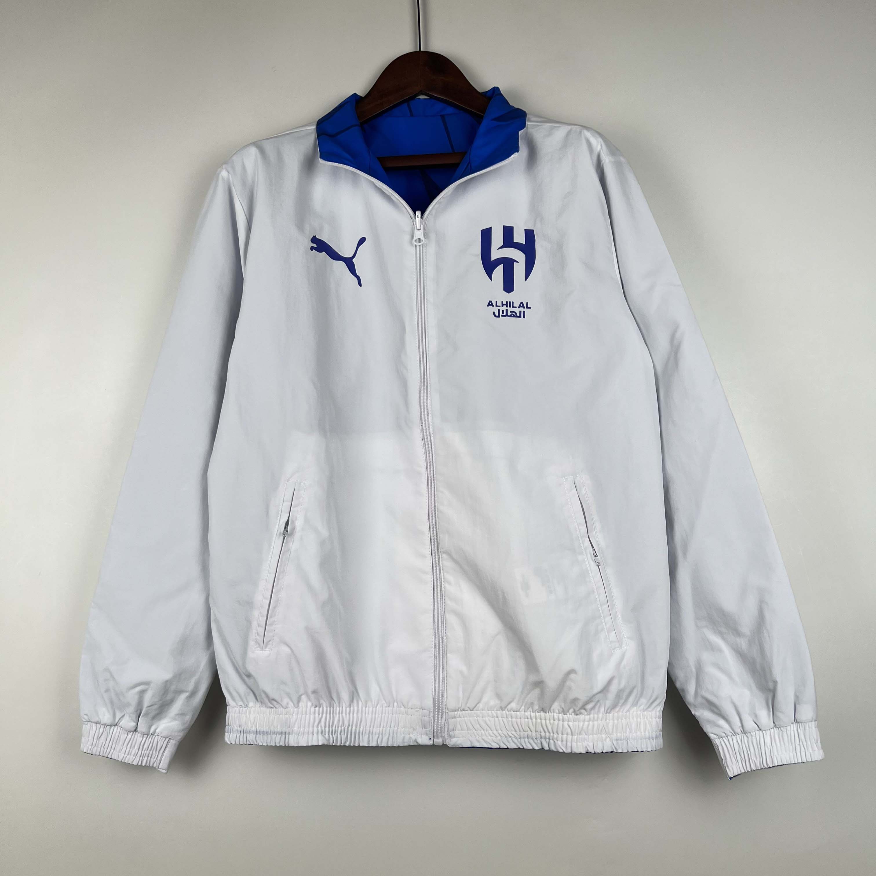 2023/2024 Al-Nassr Reversible Windbreaker(White-Blue)Soccer Jersey 1:1 Thai Quality