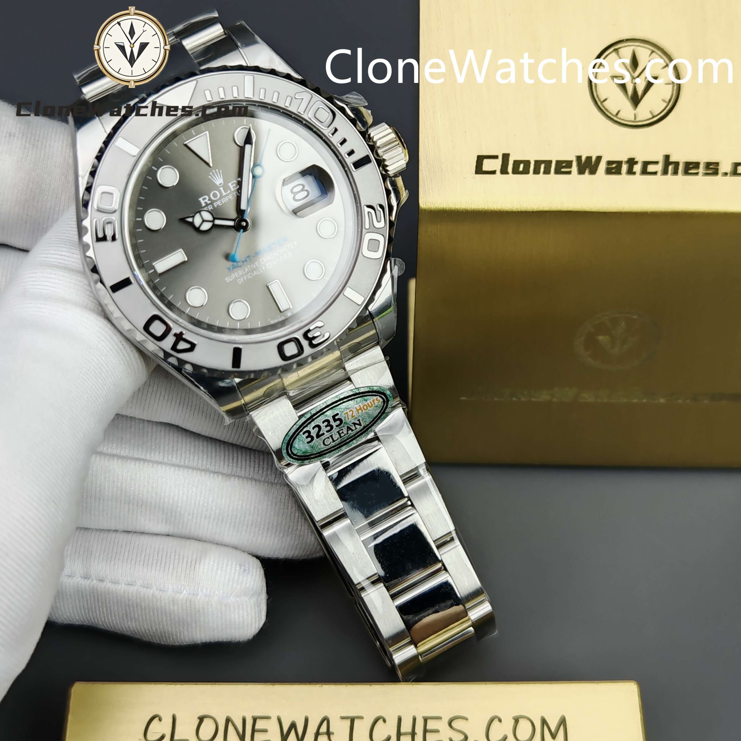 Rolex Super Clone Watches 1:1 Yacht Master Rhodium White Dial M126622-0001 3235 Movement