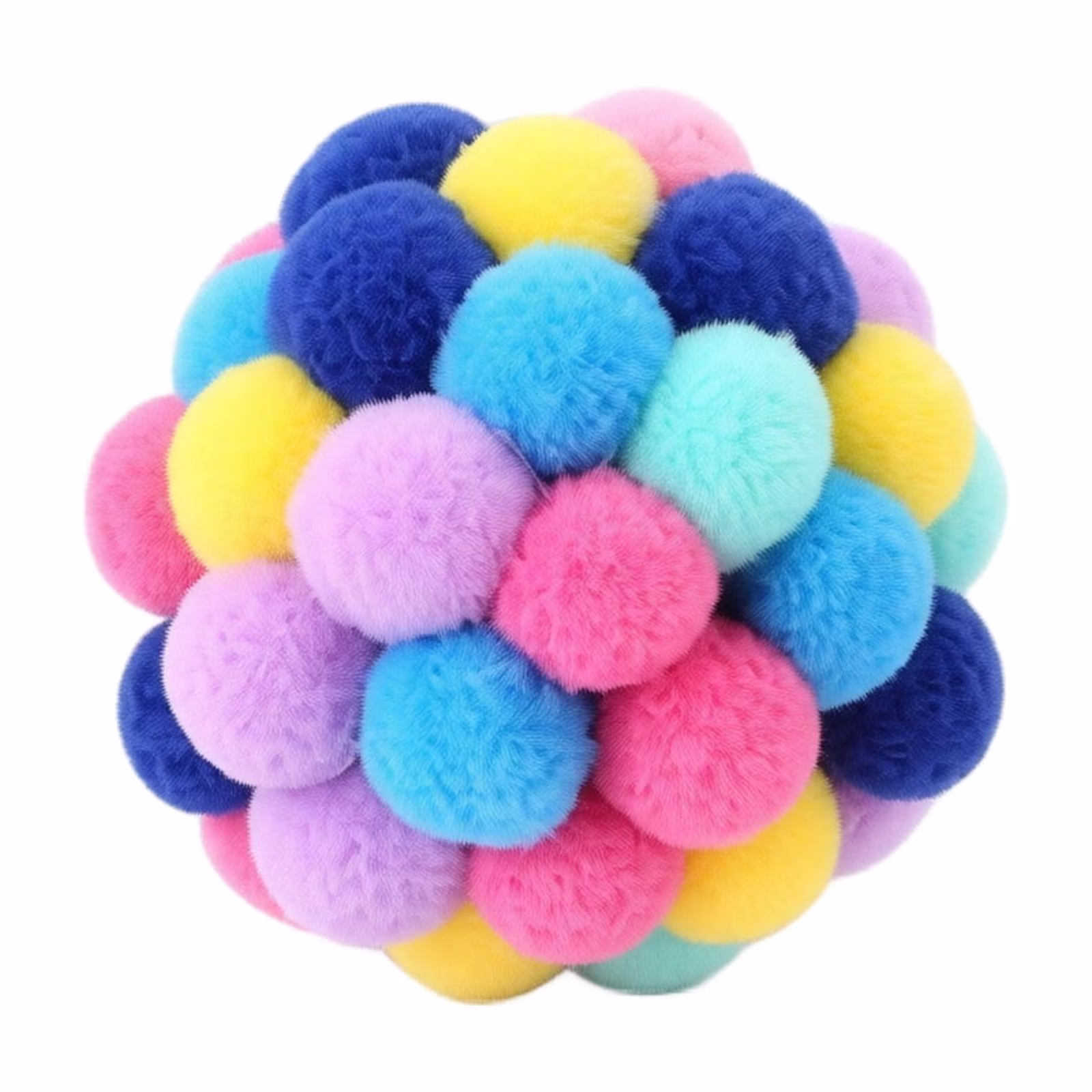 Pet Toy Bell Ball, Plush Interactive Crinkle Sound Squeaky Indoor Fun Self-Play Exercise Tool Colorful Soft Textile Material Boredom Relief for Small Dogs Cats