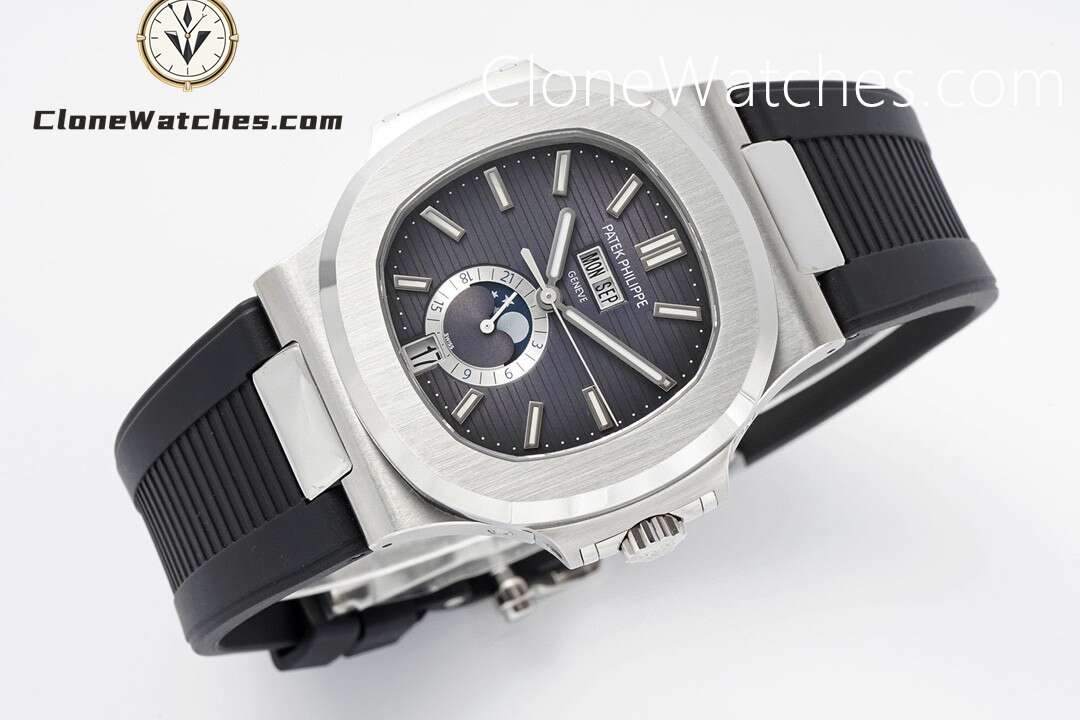 Patek Philippe Super Clone Watches 1:1 Nautilus 5726 Grey Dial Black Rubber Strap