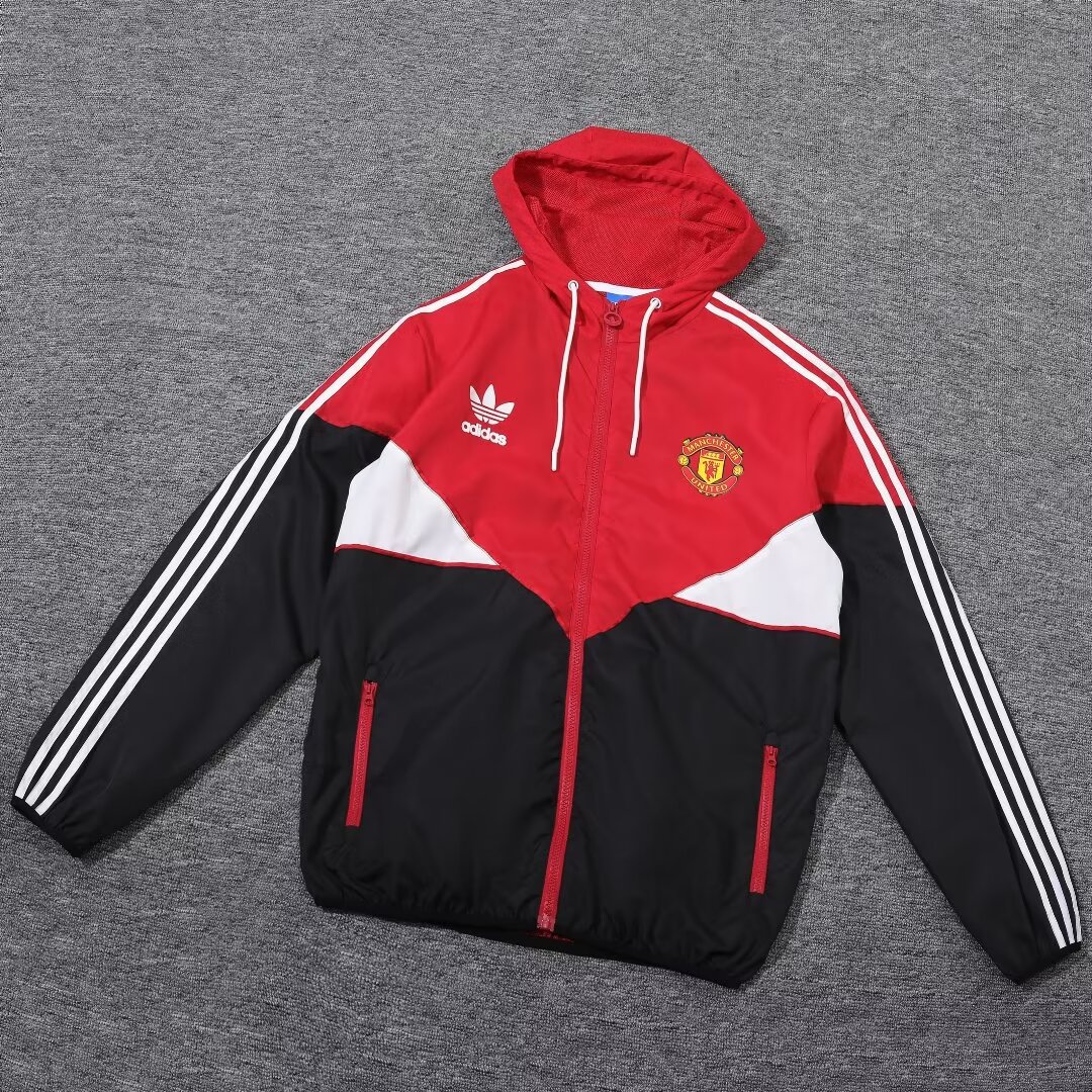 2023/24 Manchester United black and red hooded windbreaker 1:1 Thai quality