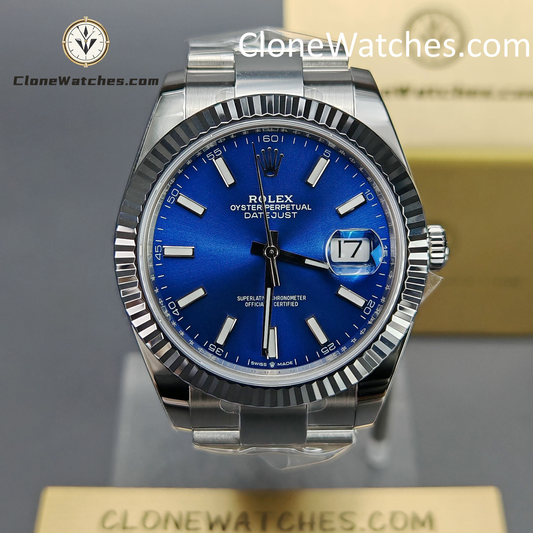 Rolex Super Clone Watches 1:1 DateJust Blue Dial m126334-0001 Oyster 41MM 3235 Movement