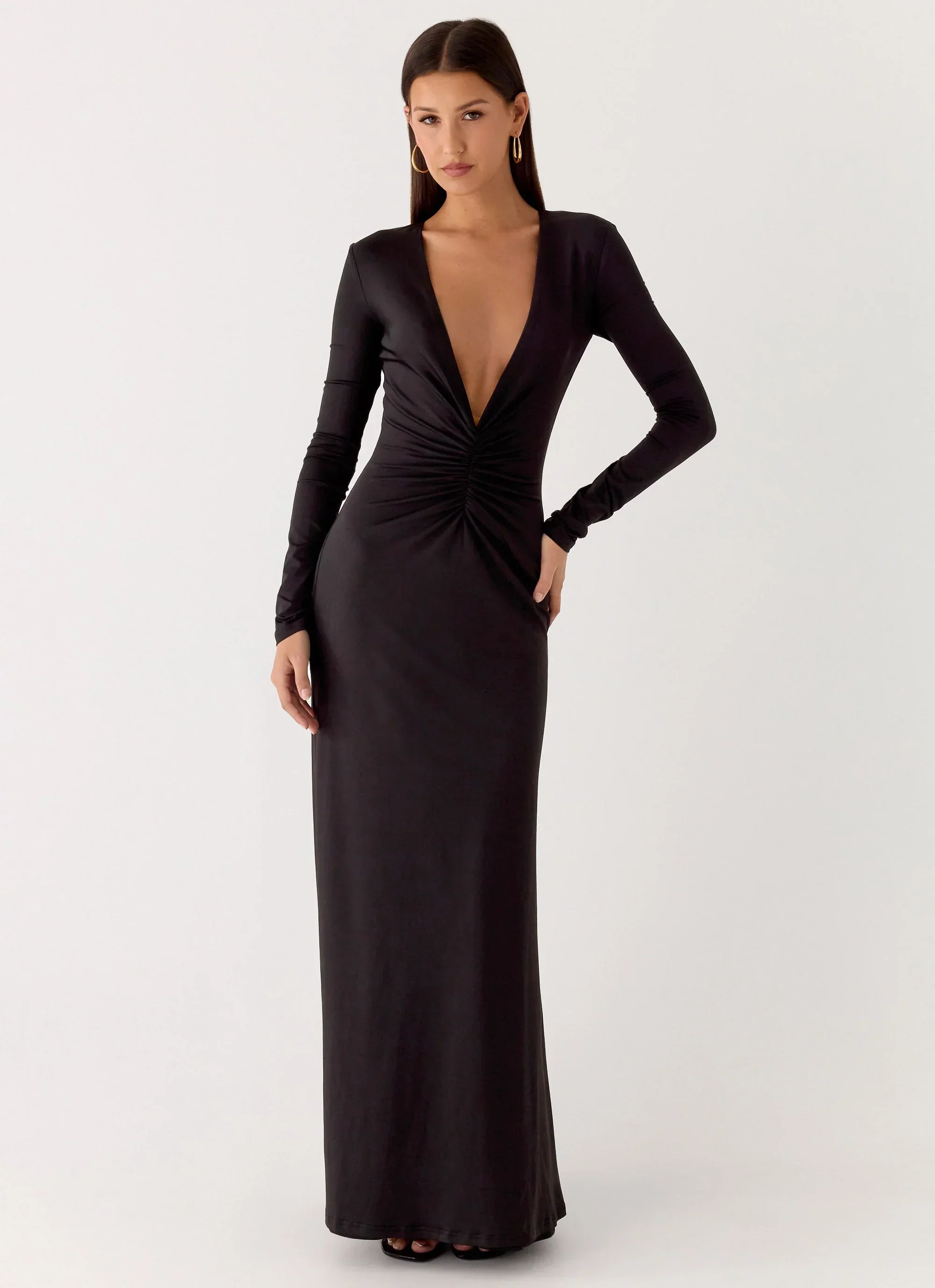 Palm Haze Maxi Dress - Black