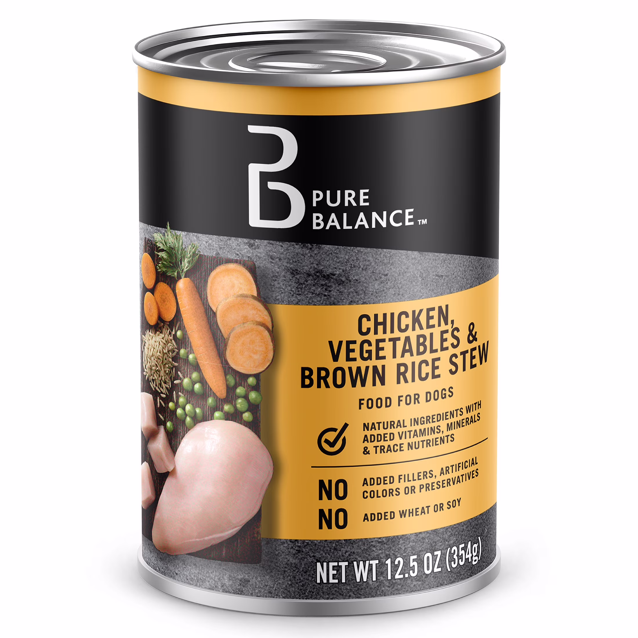 (8 pack) Pure Balance Wet Food for Dogs, Chicken, Vegetables, and Brown Rice Stew, 12.5 oz