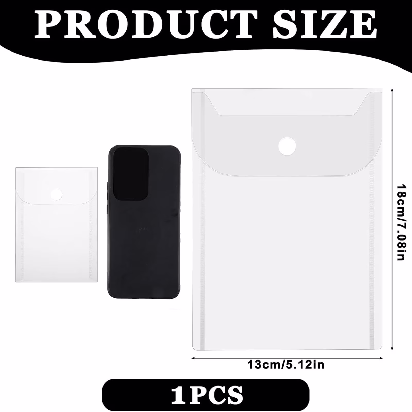 Small Plastic Envelopes with Snap Closure,Reusable Stamp and Paper Storage Pockets,Waterproof Clear Envelope Pouch for Sticker Organizer,Receipt Holder, Photo Storage Folder,5.12x7 inch(Clear*1)