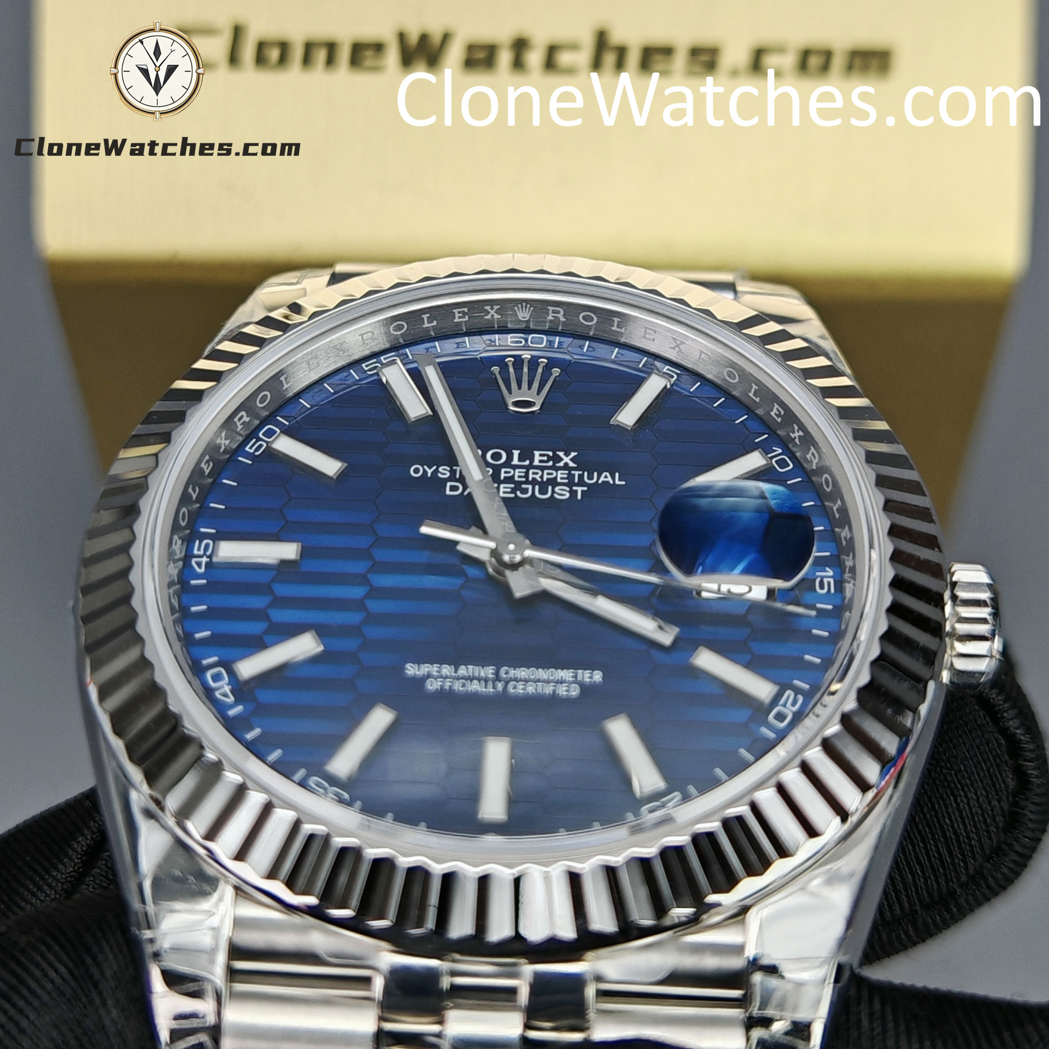 Rolex Super Clone Watches 1:1 DateJust Water Ripple Blue Dial m126334-0032 Jubilee 41MM 3235 Movement