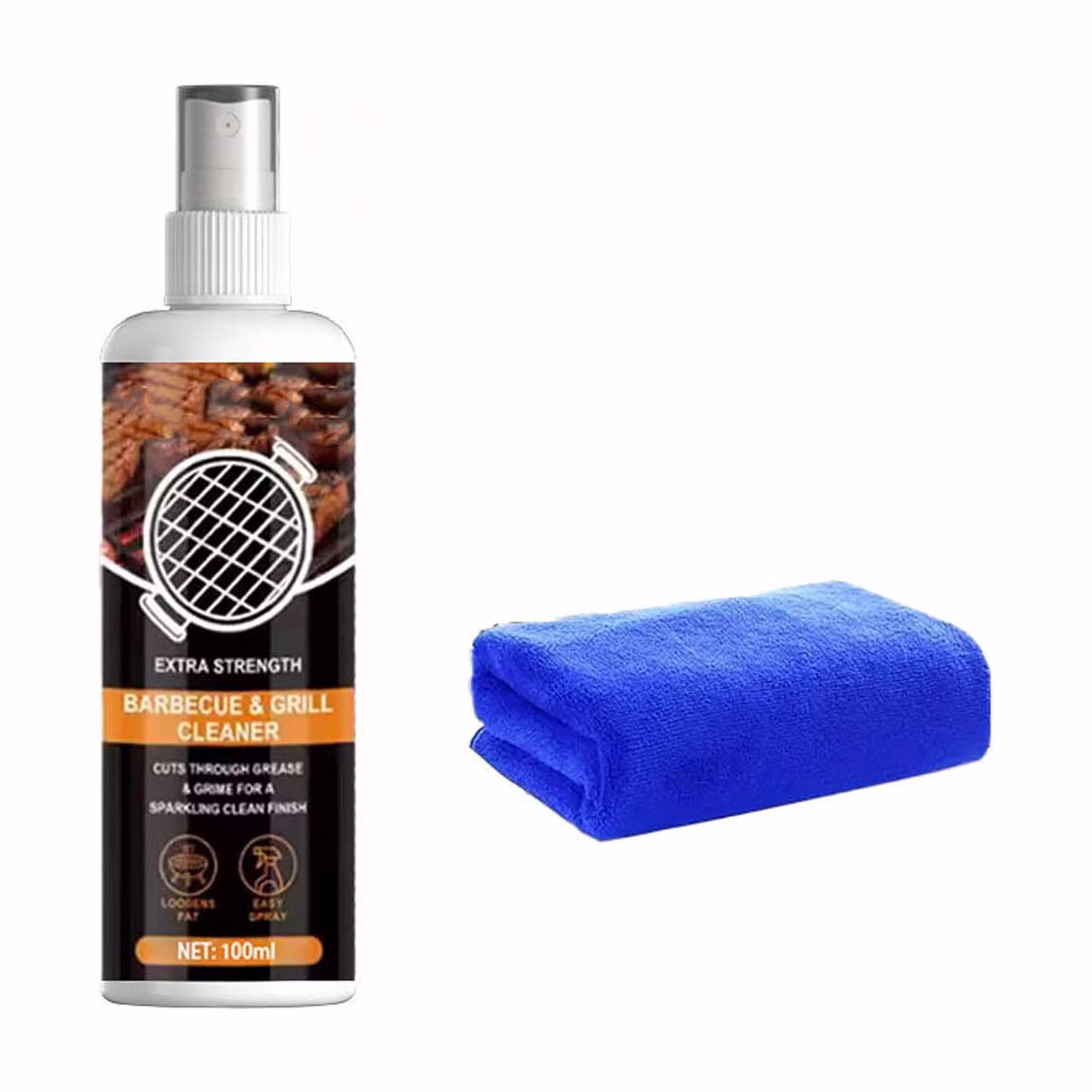 Barbecue Grill Cleaning Agent 100ml, Heavy Oil Stain Dissolver for Kitchen Utensils, Burnt Carbon Remover for Charcoal and Gas Grills, No Scrubbing Needed