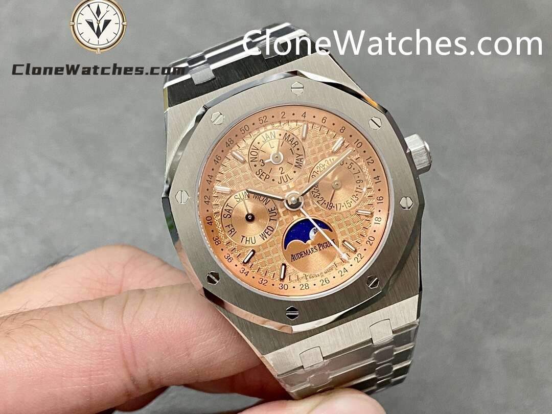 Audemars Piguet Super Clone Watches 1:1 Royal Oak Perpetual Calendar Salmon Dial 26615TI 41MM