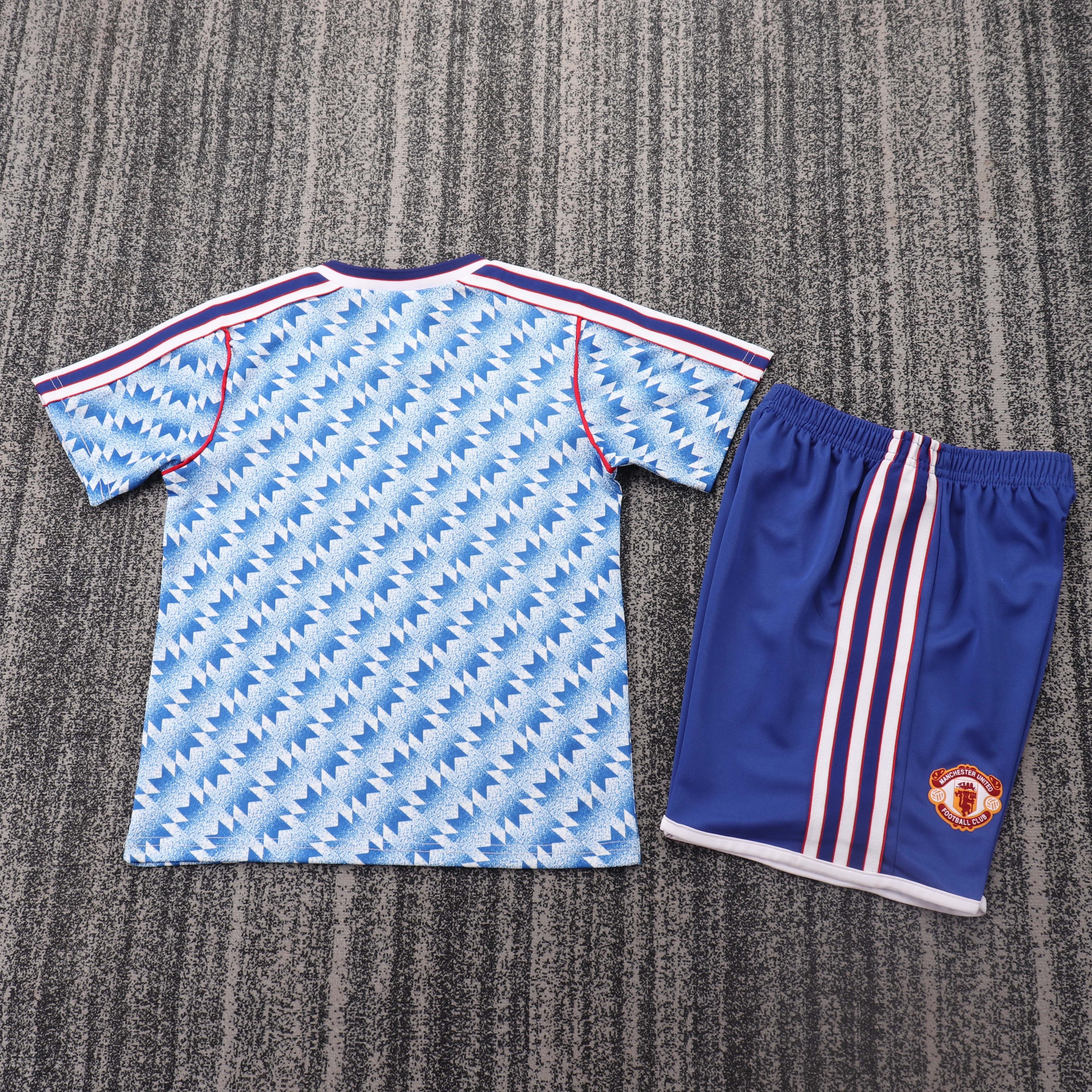 1990-92 Manchester United Away Retro Children's Jersey Set - Fans Edition