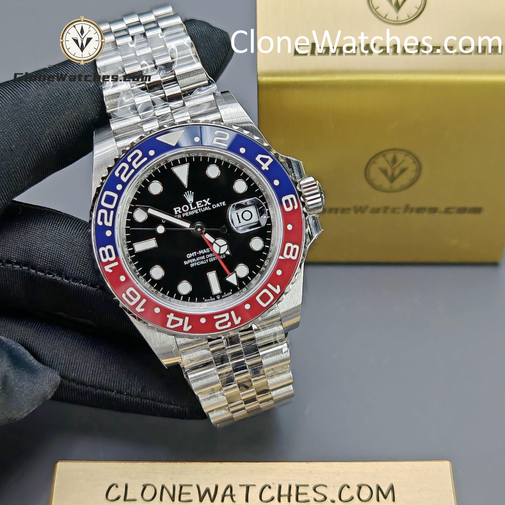 Rolex Super Clone Watches 1:1 Pepsi GMT Master II M126710blro Jubilee 3285 Movement