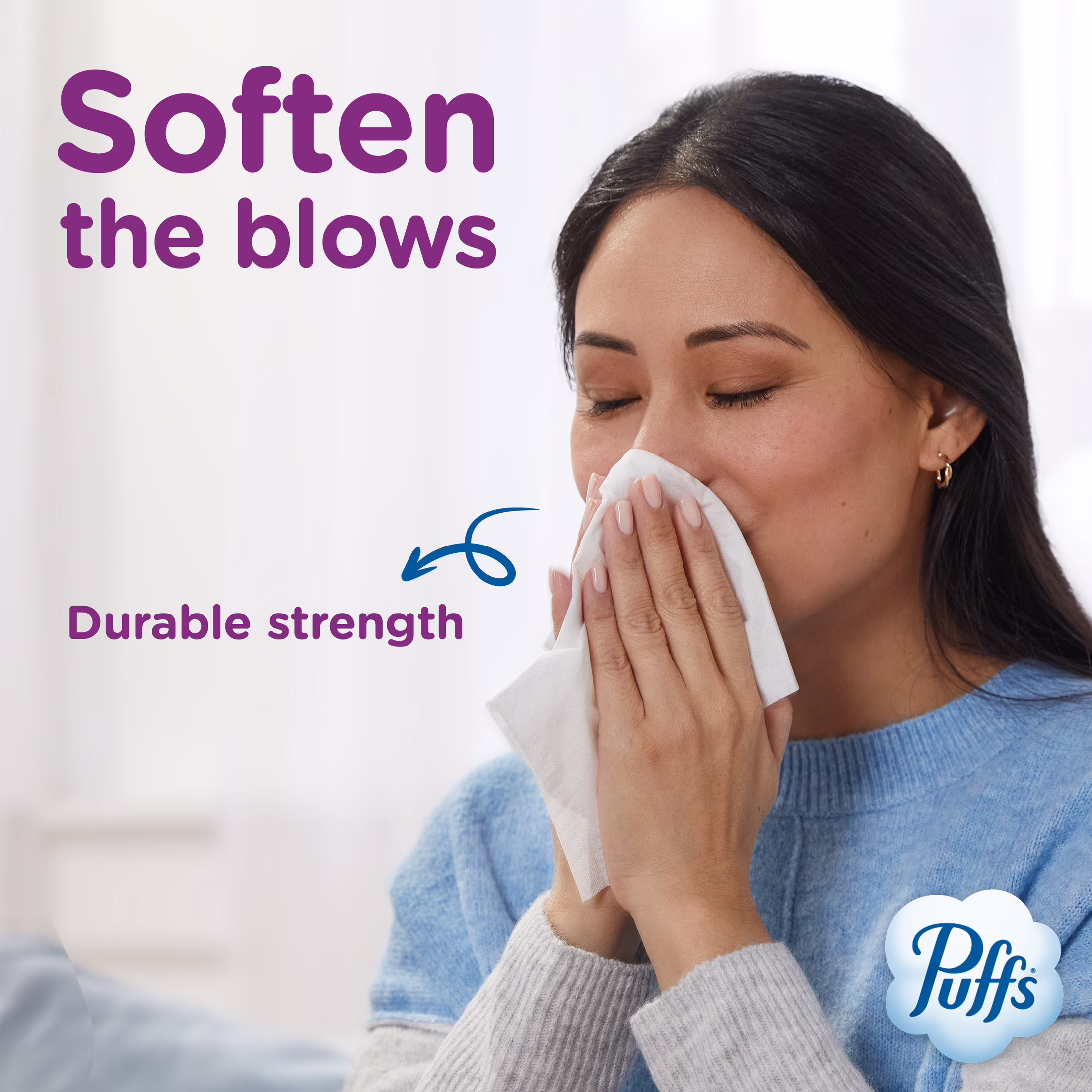 Puffs Ultra Soft Non-Lotion Facial Tissue, 1 Mega Cube Box, 72 Facial Tissues per Box