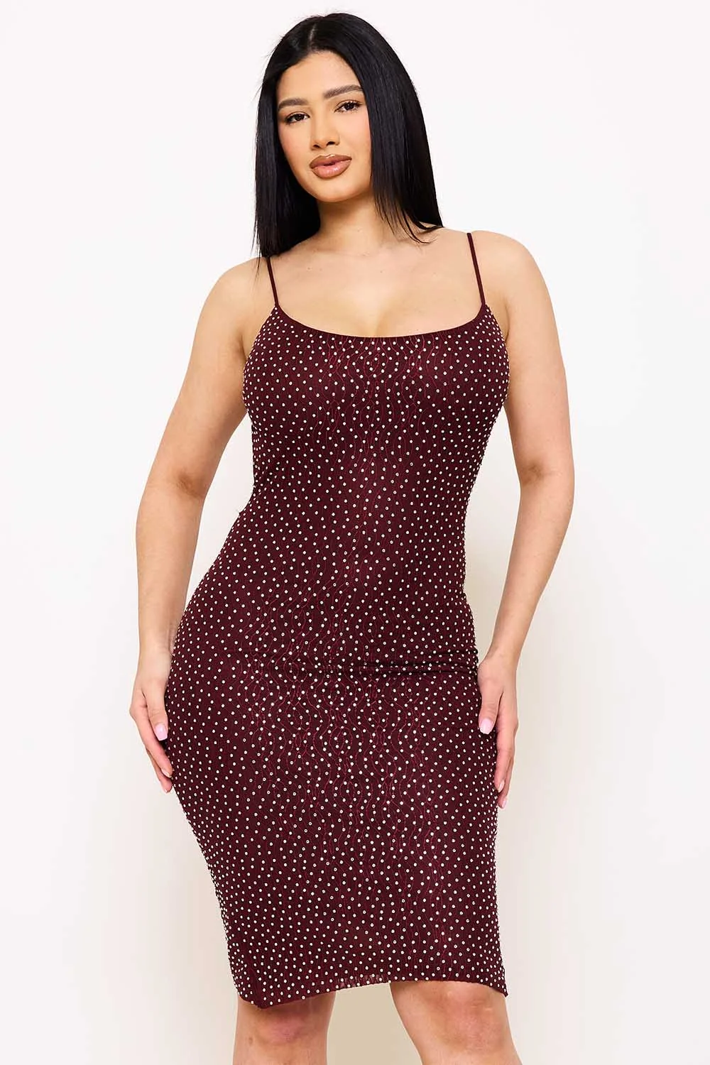 Symphony Dress - Rhinestone On Stretch Wavy Mesh Mini Dress