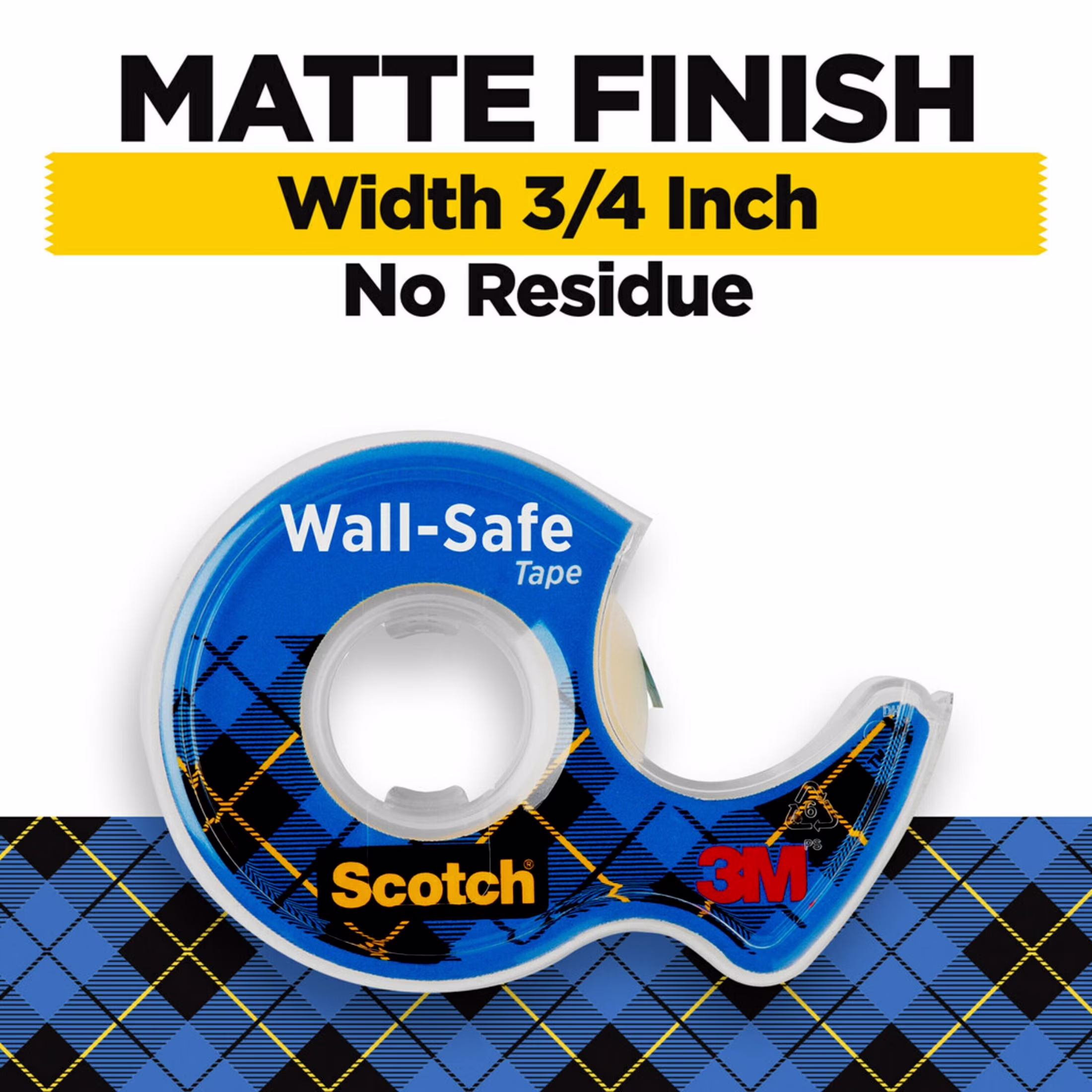 Scotch Wall-Safe Removable Tape, Clear with Matte Finish, 3/4 in x 500 in, 1 Dispenser