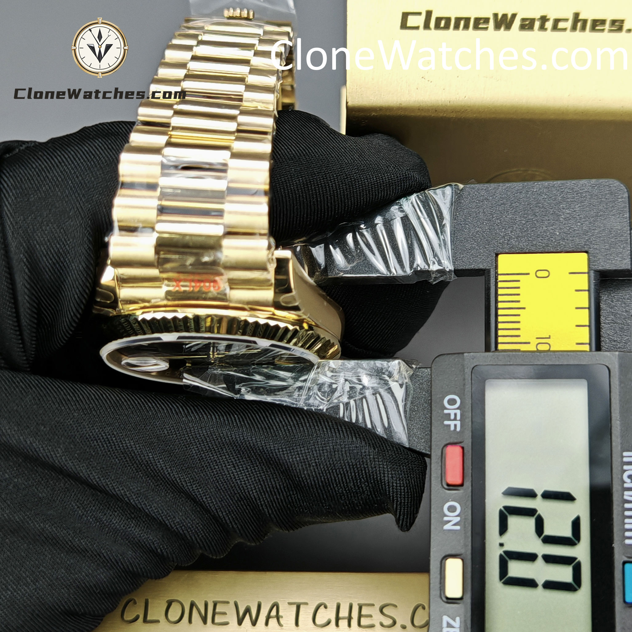 Rolex Super Clone Watches 1:1 Day Date 18K Gold Black Dial 40mm m228238-0067 3255 Movement