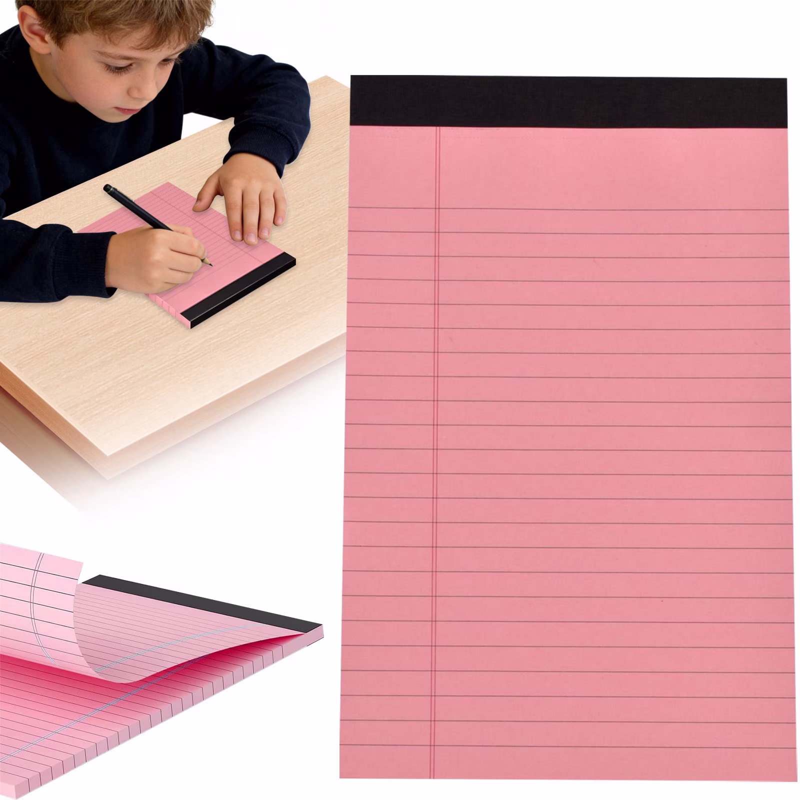 1PCS Small Note Pads A5 Notebook College Ruled Legal Pads Color Notepads Study Back Writing Pads 5 X 8 Perforated Narrow Ruled Pads of Paper for Class & Office Supplies 30 Sheets/Pack, Pink