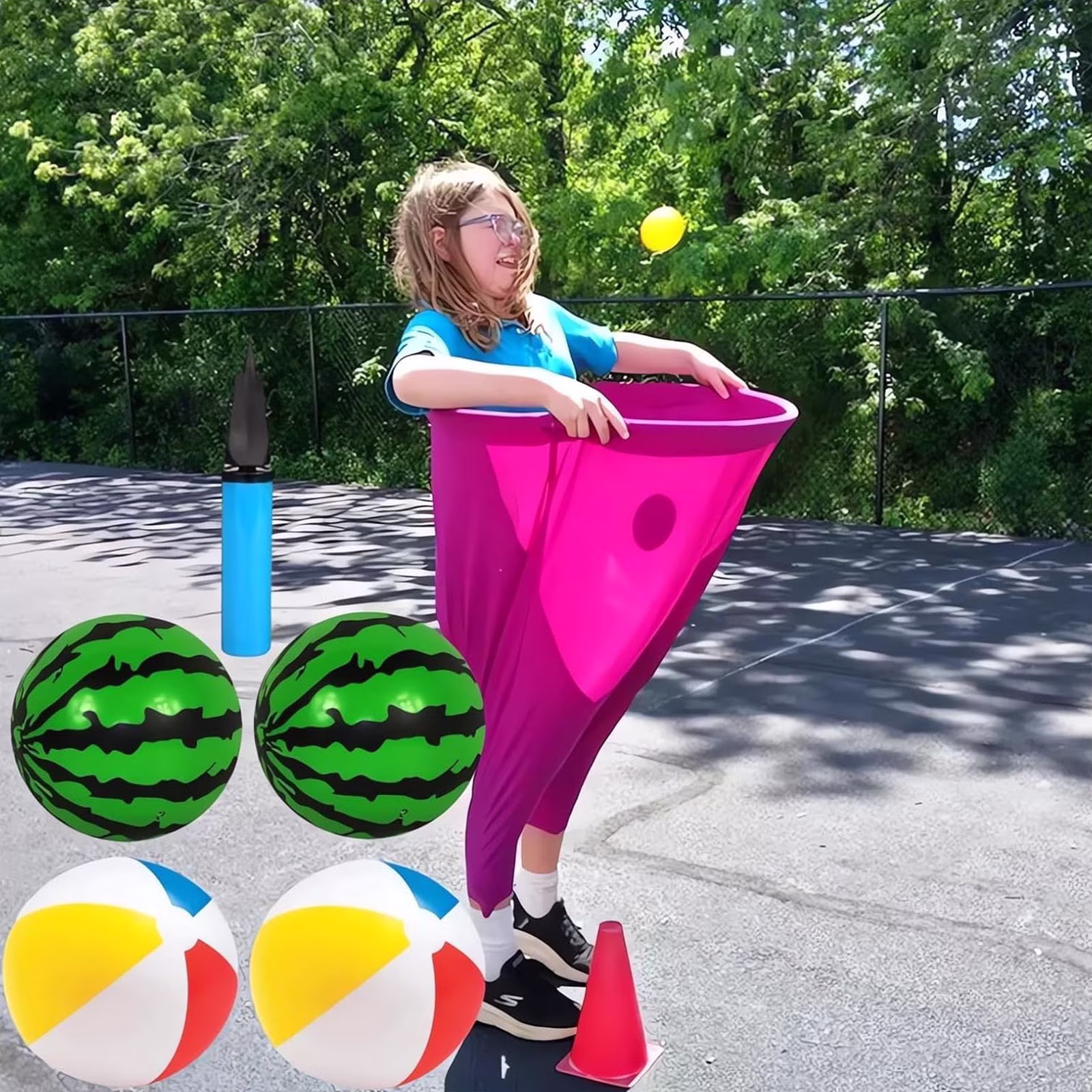 DAMAI Granny Pants Yard Game with Balls, Freaky Wonder Pant Giant Back Yard Outdoor Toss and Catch Ball Game,Fun Family Reunion & Backyard Party Game for Groups, Adults(Pump)