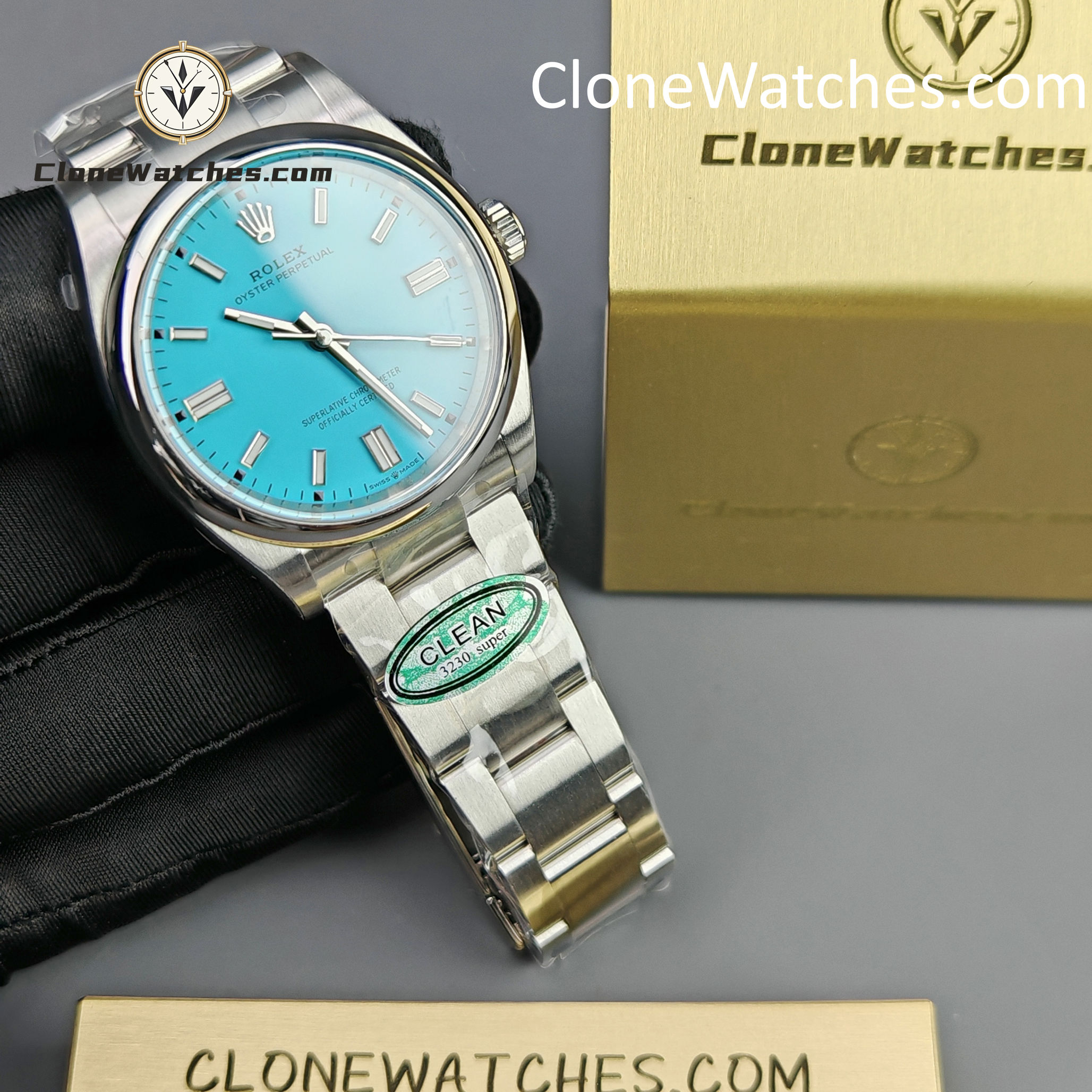 Rolex Super Clone Watches 1:1 Oyster Perpetual Turquoise Blue Dial 36mm M126000-0006 3230 Movement