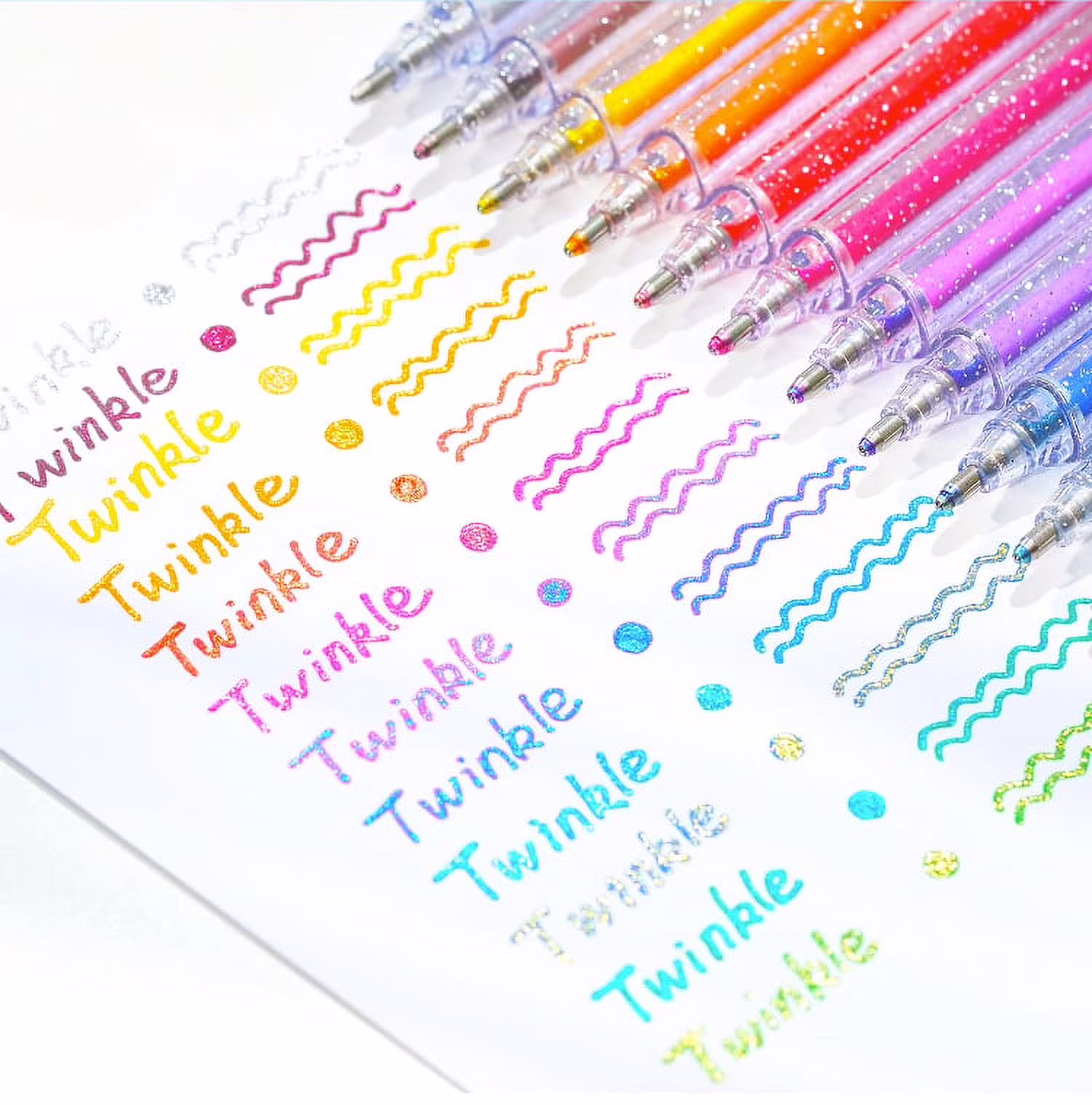 Darzheoy Glitter Gel Pens, Colorful Neon Glitter Pens Fine Tip Art Markers Set Colored Gel Pens for Drawing, Doodling, Scrapbook, Journaling, Gifts