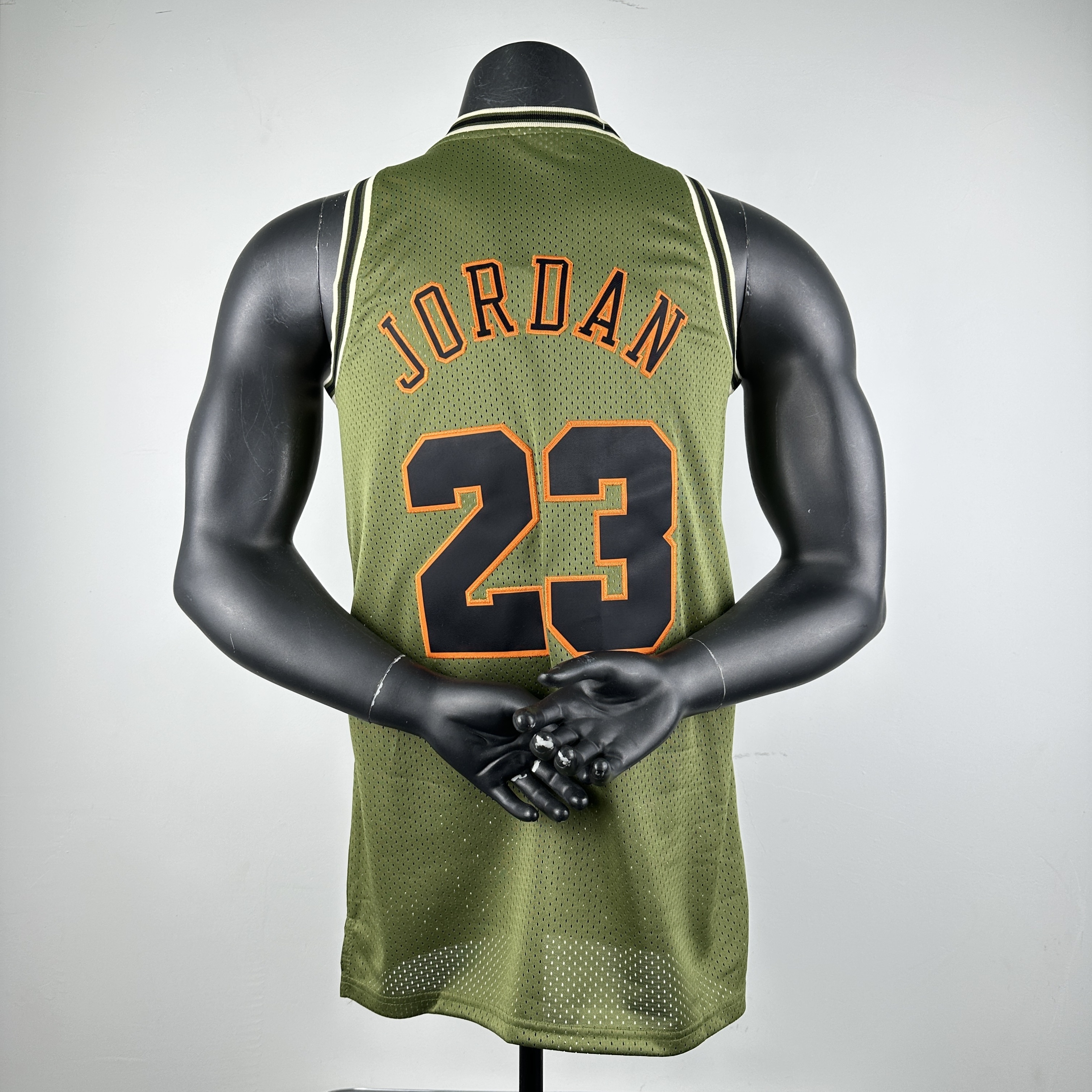 Embroidered MN retro jersey, Bulls 97/98 season, army green, No. 23, Jordan