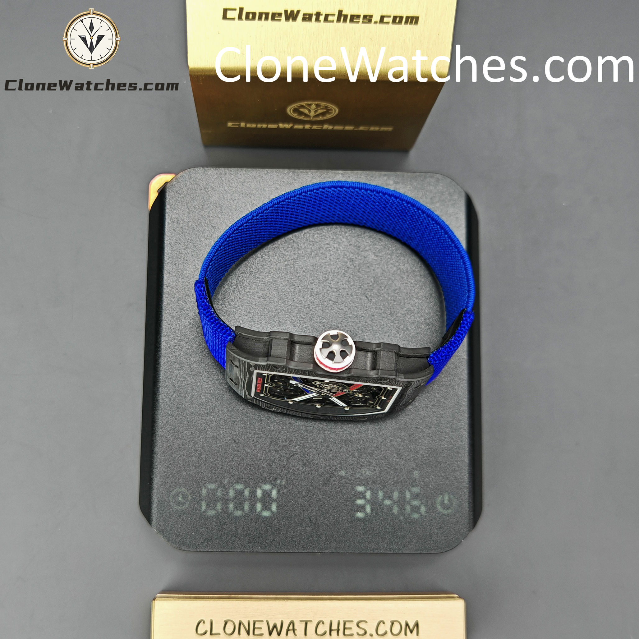 Richard Mille Super Clone Watches 1:1 RM 67 – 02 Carbon Tourbillon Blue Strap