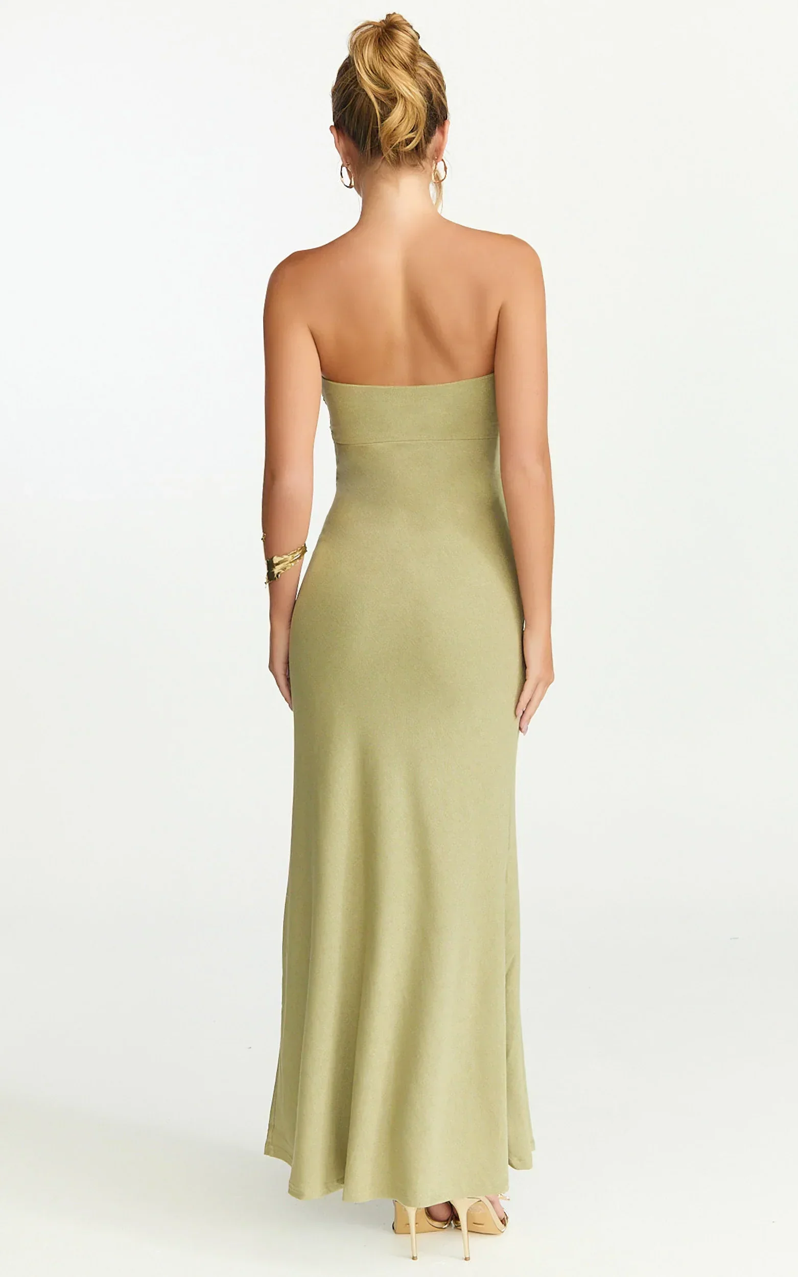 Aria Maxi Dress - Strapless Tie Waist Dress in Sage