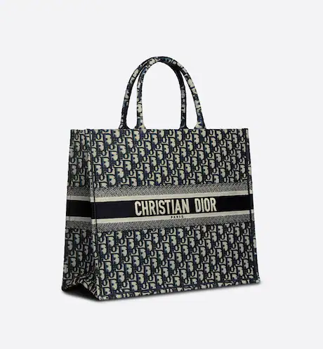 LARGE DIOR BOOK TOTE Blue Dior Oblique Embroidery (42 x 35 x 18.5 cm)