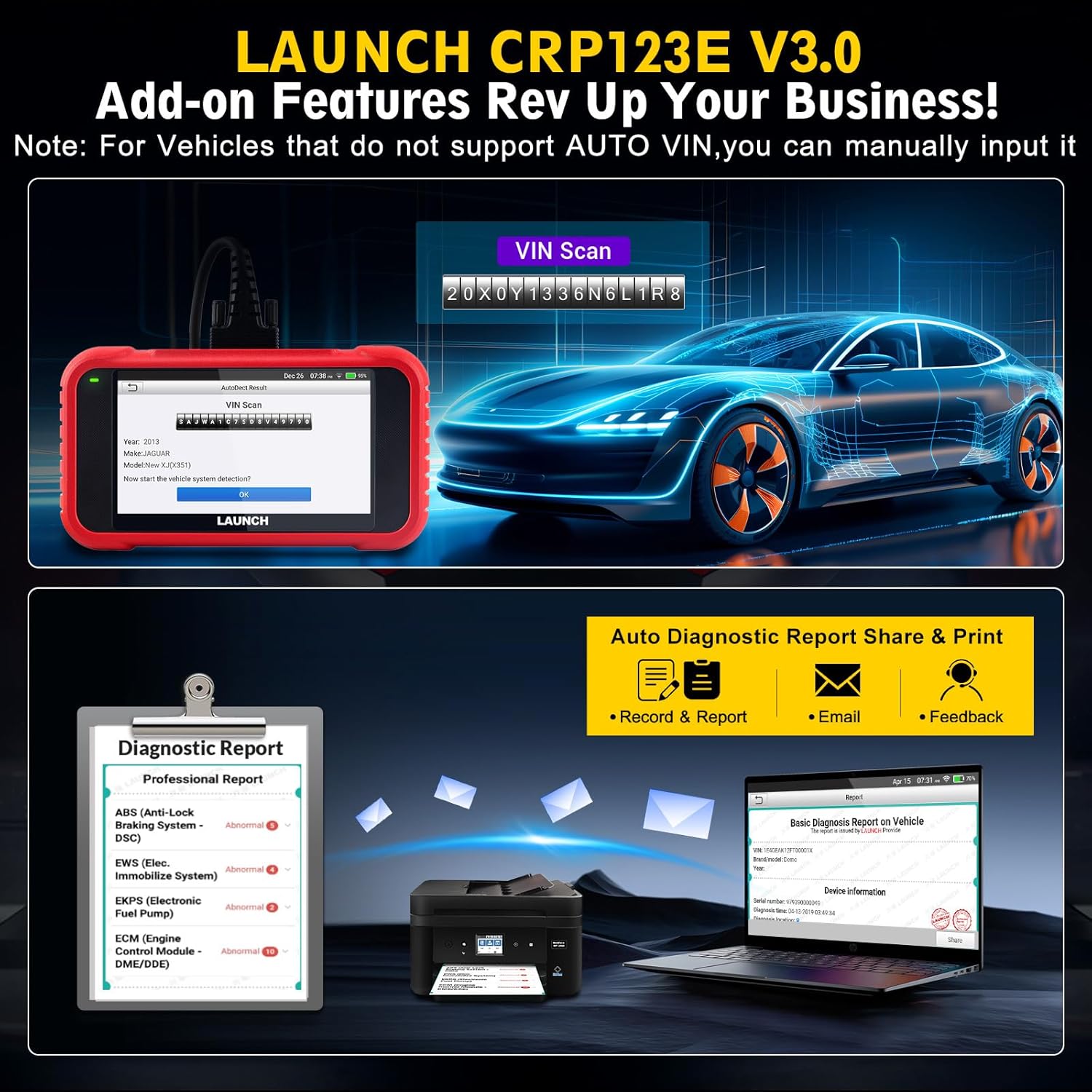 Valise diagnostic auto OBD2 4 systèmes avec réinitialisations multiples