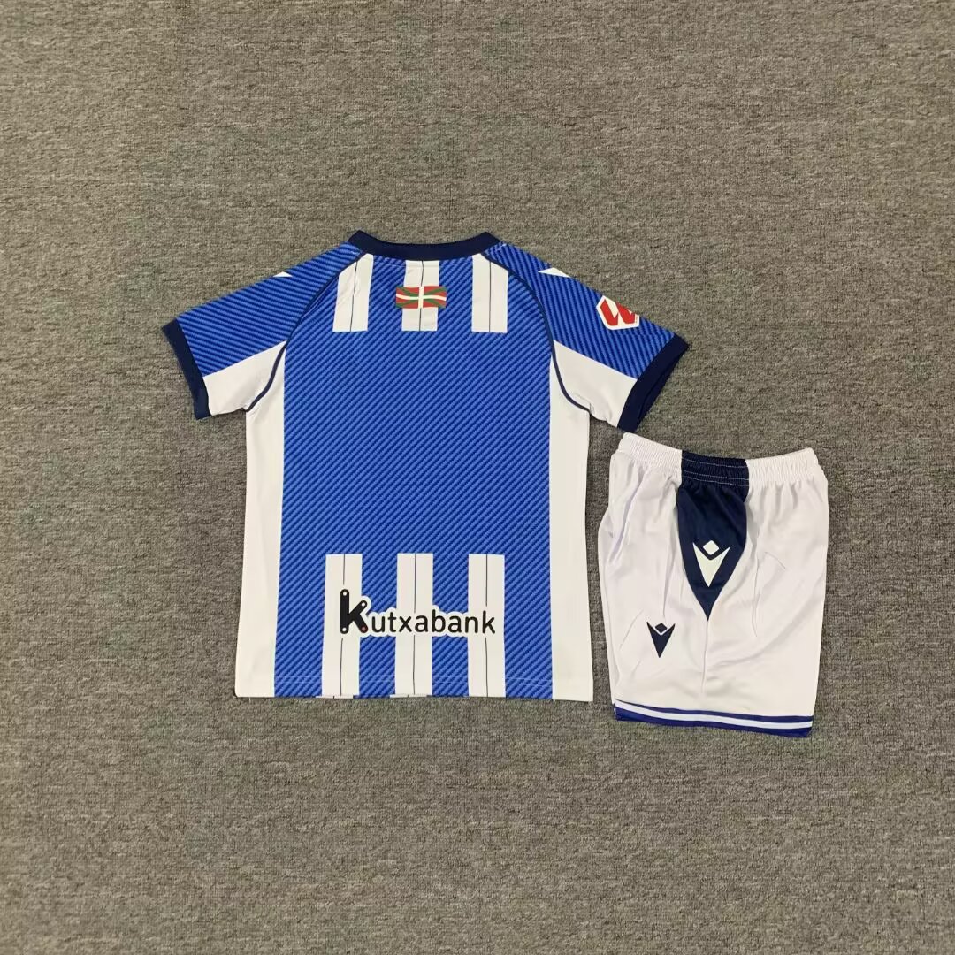 2025-26 Real Sociedad Home Kids' Jersey Set - Fans Edition