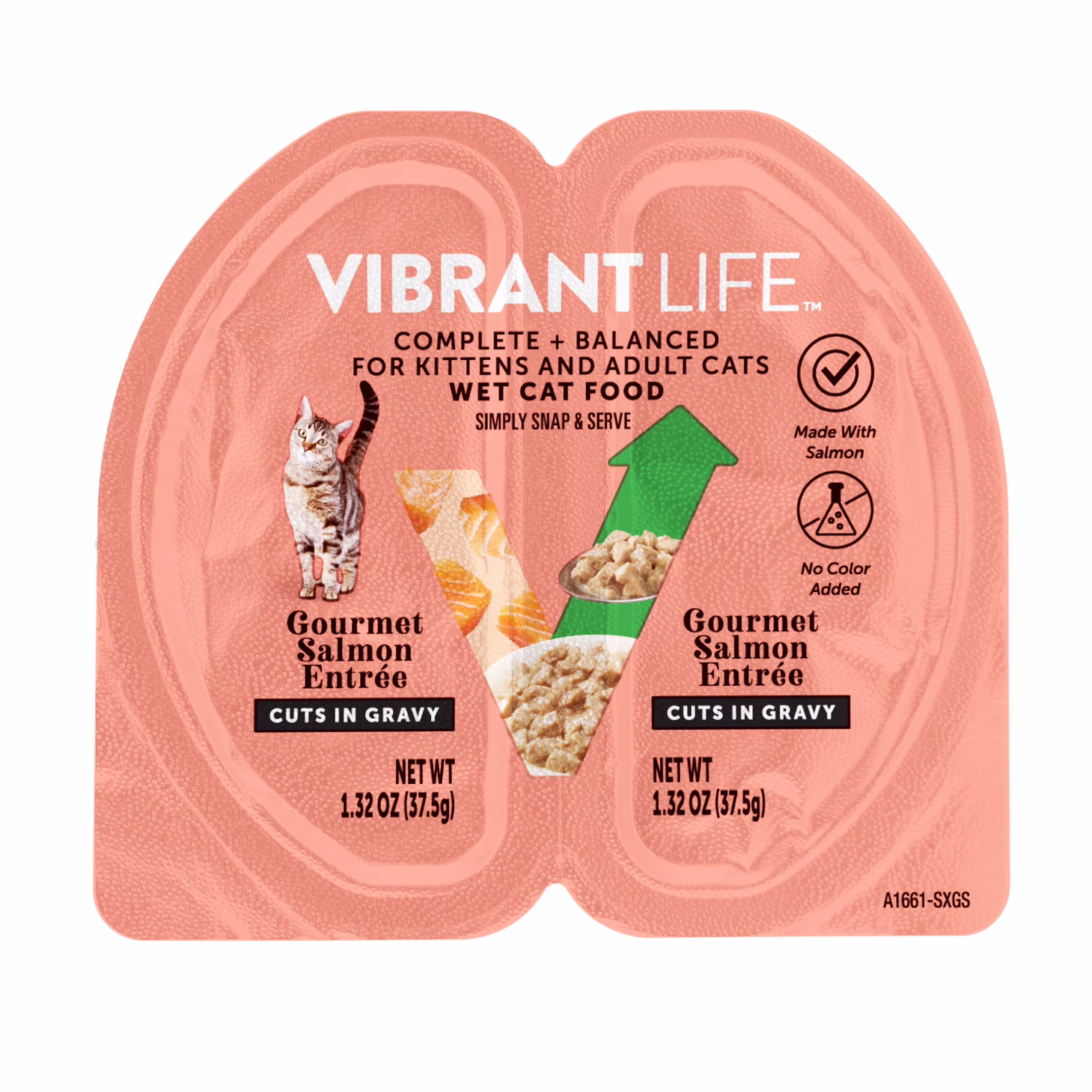 Vibrant Life Gourmet Salmon Entree Cuts in Gravy Wet Cat Food, Complete + Balanced, 2.64 oz Split Cup