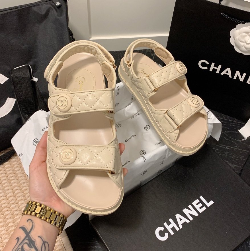 Chanel Velcro Slide Sandals Slippers Slide