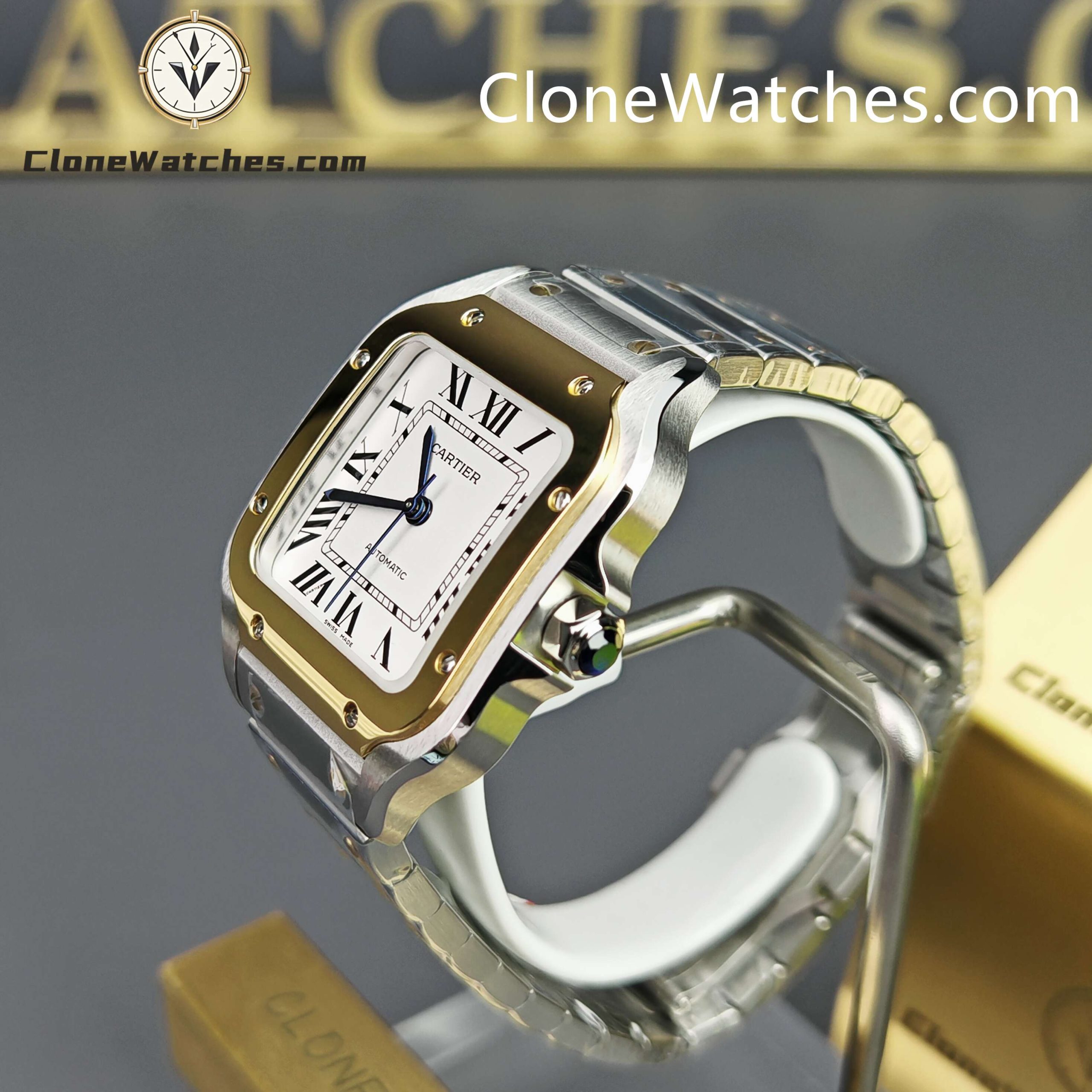 Cartier Super Clone Watches 1:1 Santos Series White Dial 18K gold plated 35.1MM W2SA0016