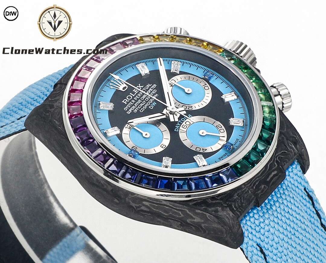 Modified Super Clone Watches 1:1 DiW Rolex Daytona Carbon Fiber RAINBOW BLUE