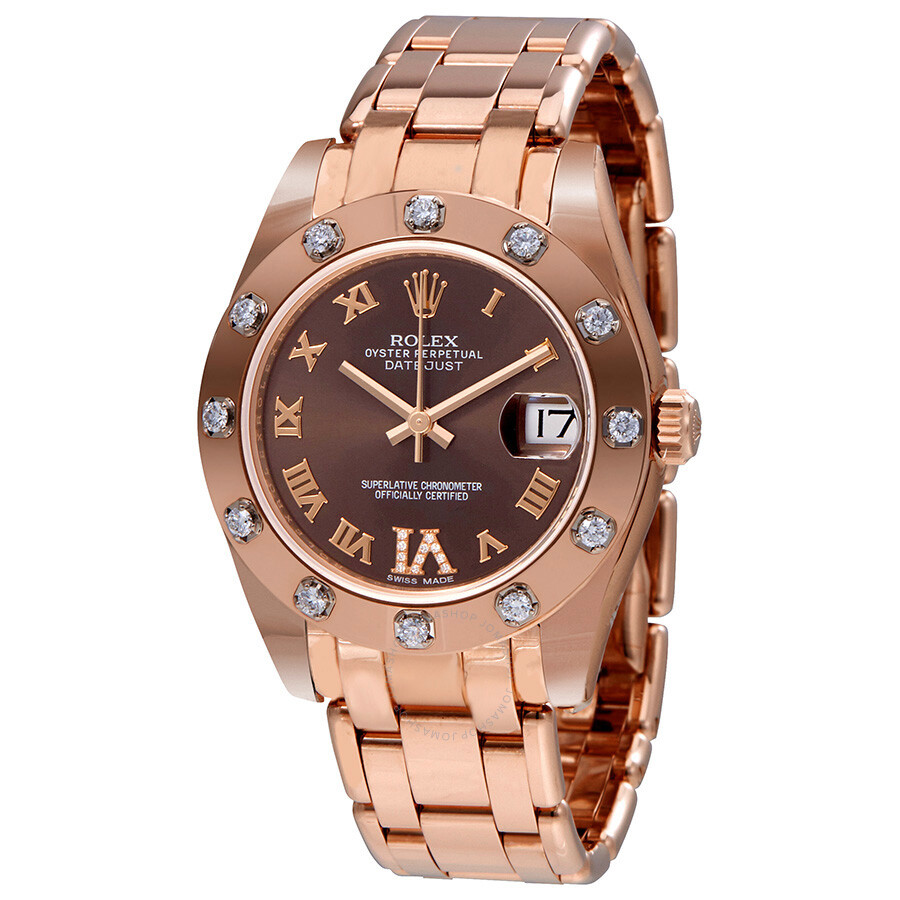 Rolex Lady-Datejust Pearlmaster Chocolate Dial 18K Everose Gold Automatic Ladies Watch 81315BRRDPM（Lifetime free warranty+90-days replacement service & Refund!.）