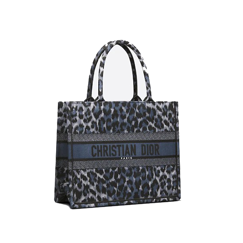 MEDIUM DIOR BOOK TOTE Blue and Black Mizza Embroidery