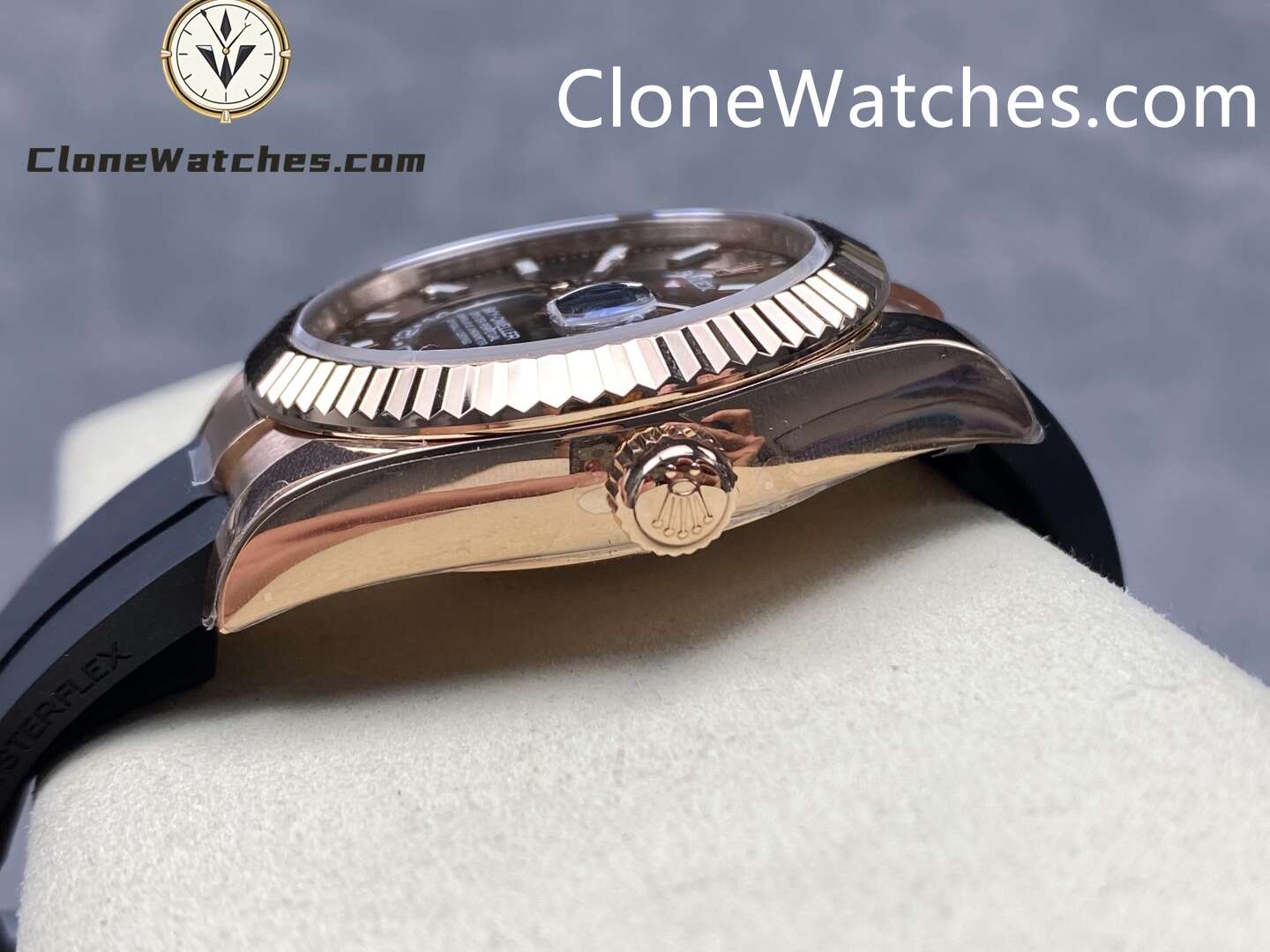 Rolex Super Clone Watch 1:1 Sky Dweller Coffee Dial m326235-0005 42MM Rubber Strap