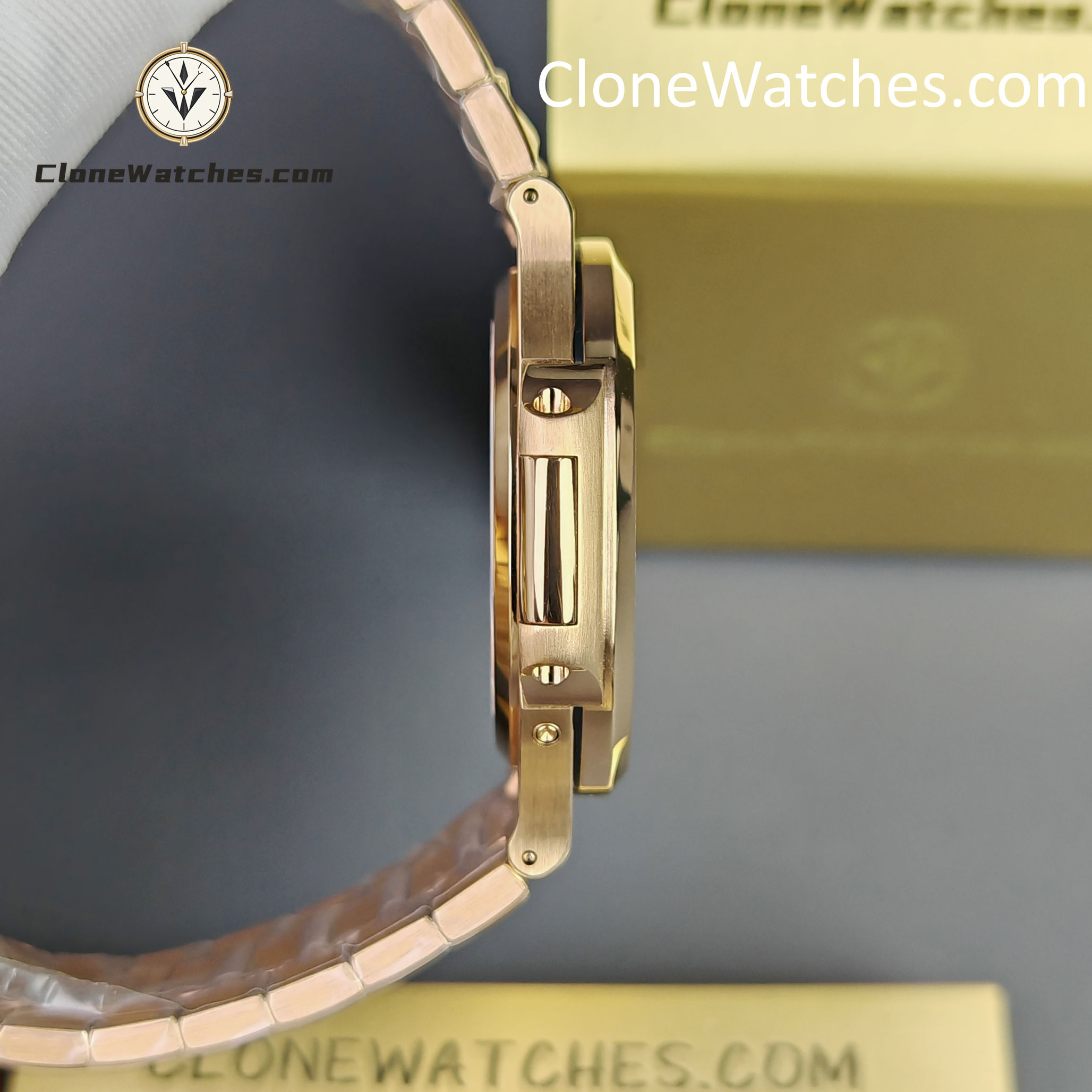 Patek Philippe Super Clone Watches 1:1 Nautilus Moon Phase 18K Rose Gold 5712 Brown Dial New Buckle