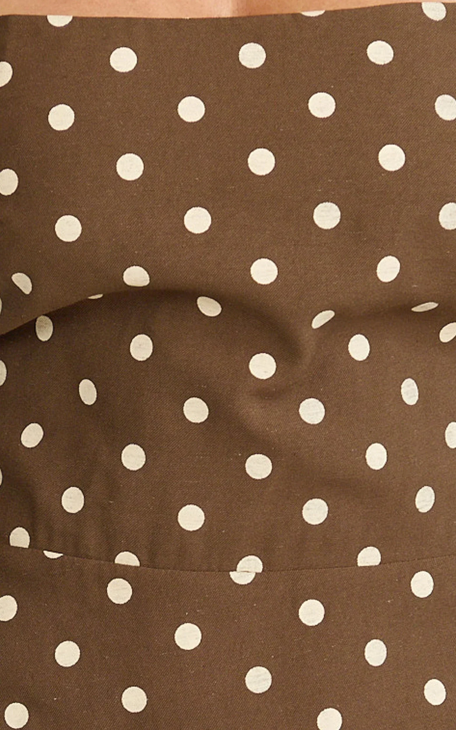 Leighton Maxi Dress - Cross Over Spaghetti Straps Square Neck A Line Dress in Choc/Cream Polka Dot