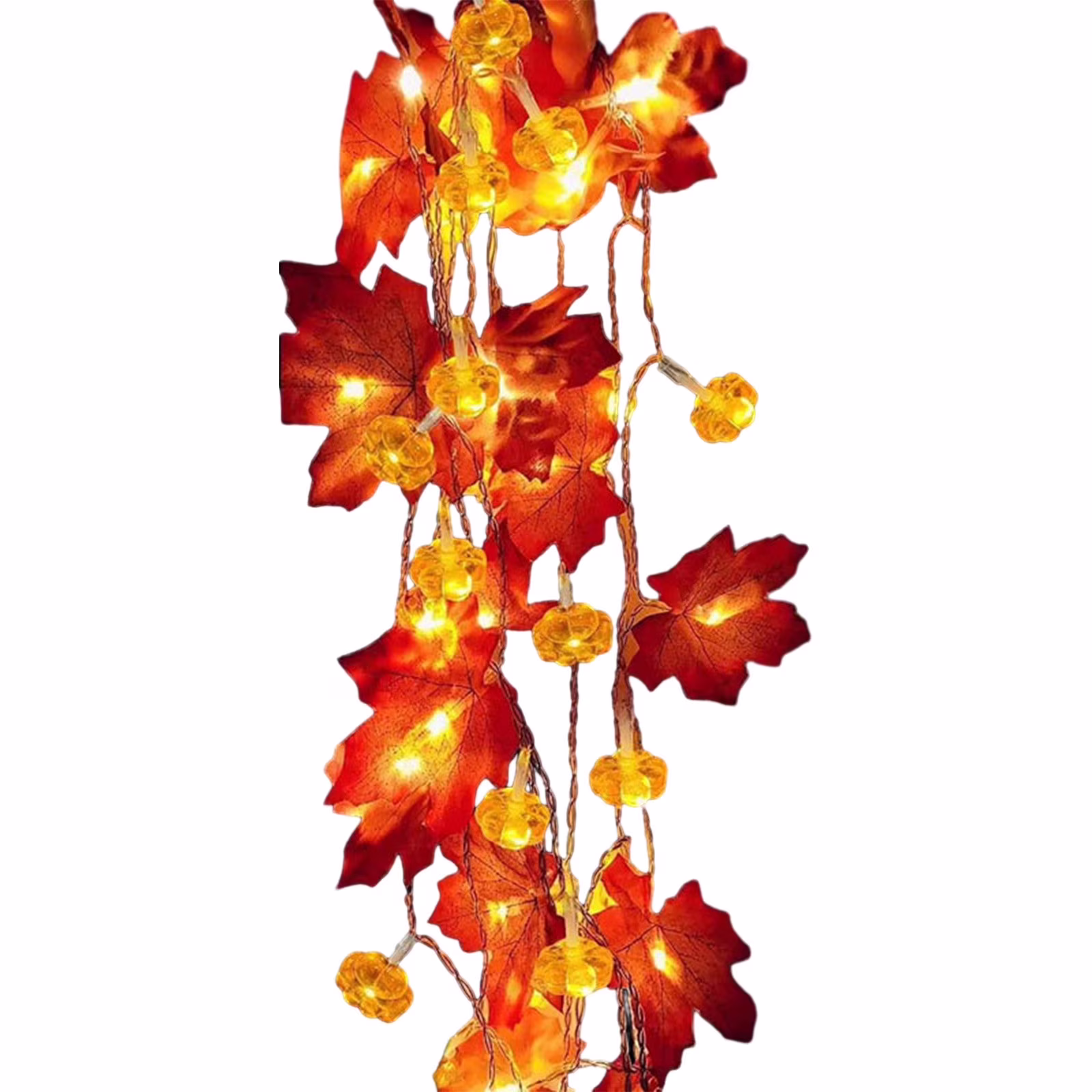 LHNFT Fall Decor with Pumpkin Lights, Fall Decorations for Home, 59 Inch 10 LED Battery Operated Fall Maples Leaves Garland String Light for Porch Indoor Outdoor Thanksgiving Halloween Decor