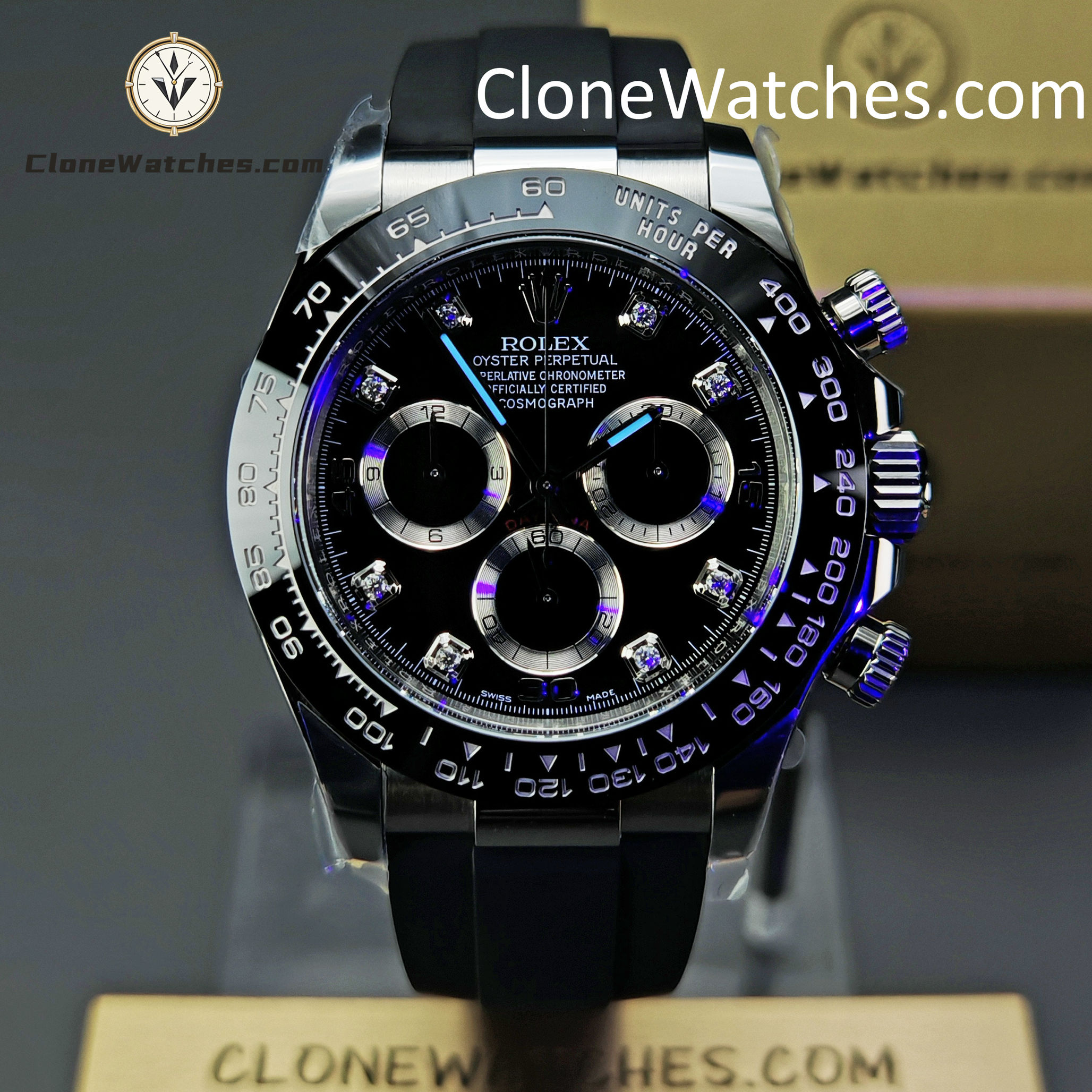 Rolex Super Clone Watches 1:1 Daytona Black Diamond Dial m116519ln-0025 4130 Movement