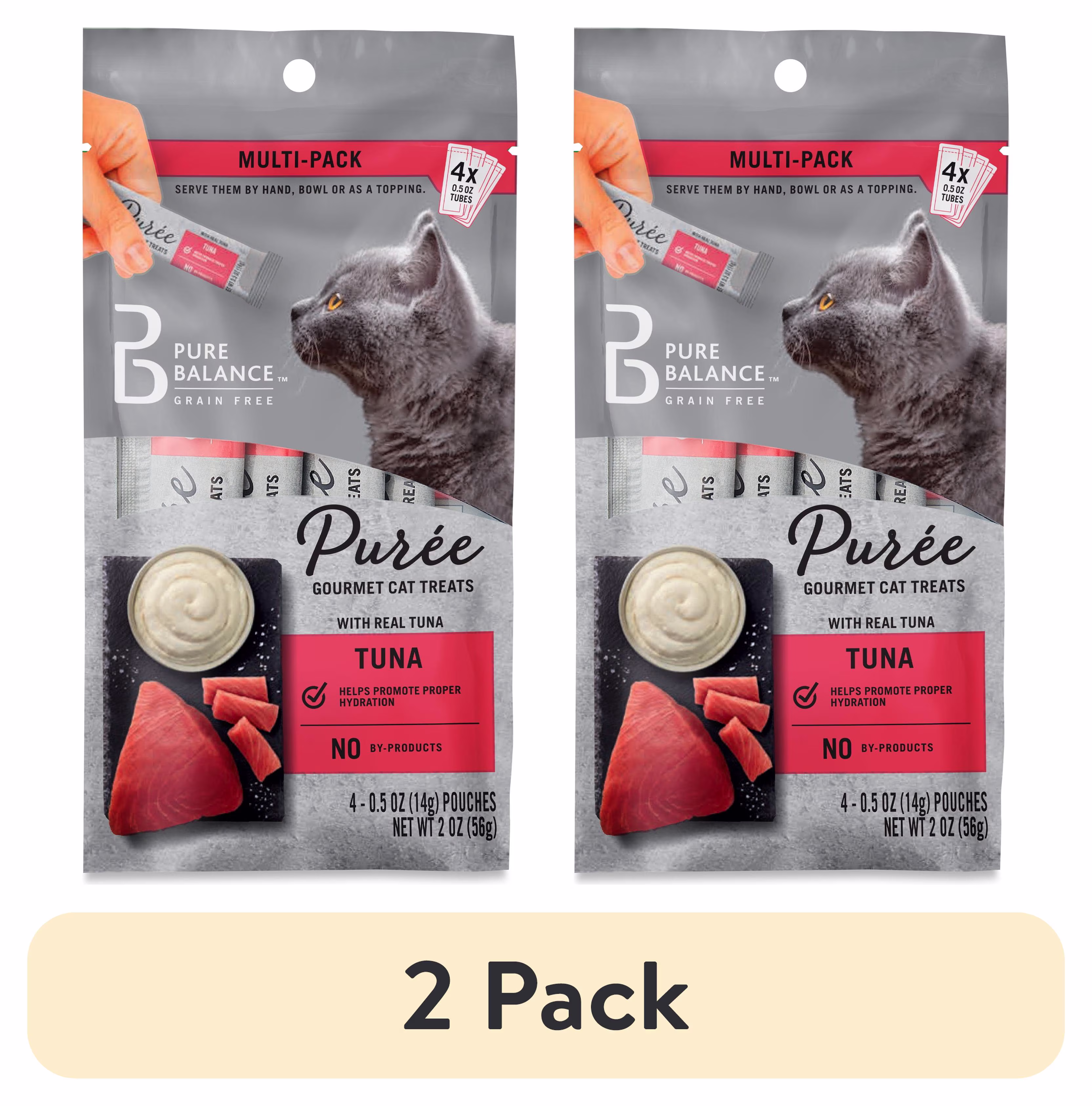 Pure Balance Grain Free Gourmet Wet Cat Treats, Tuna, 0.5 oz Pouches, 4 Count